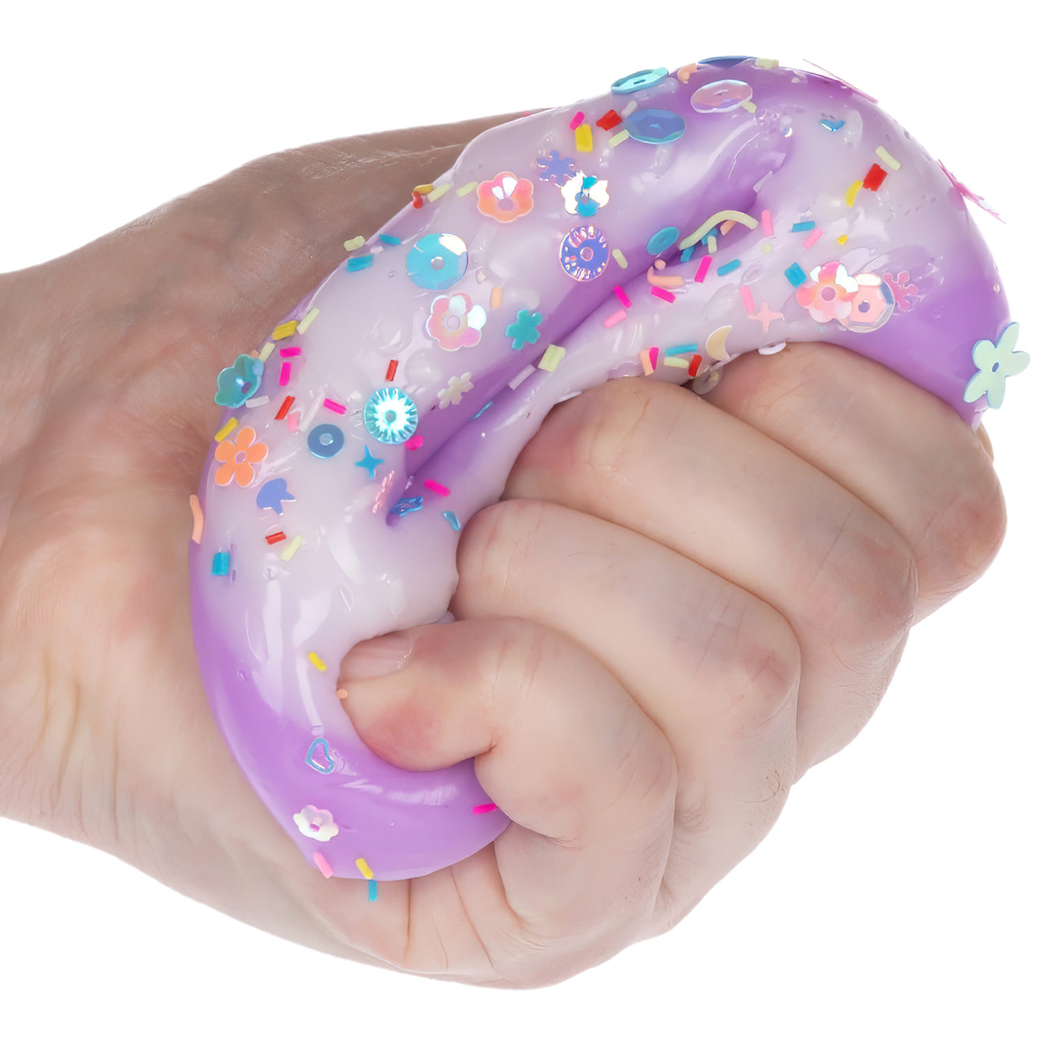 Игрушка-антистресс 1TOY Крутой замес «Няшка-вкусняшка», «Пончик с посыпкой», с колокольчиком, фиолетовый