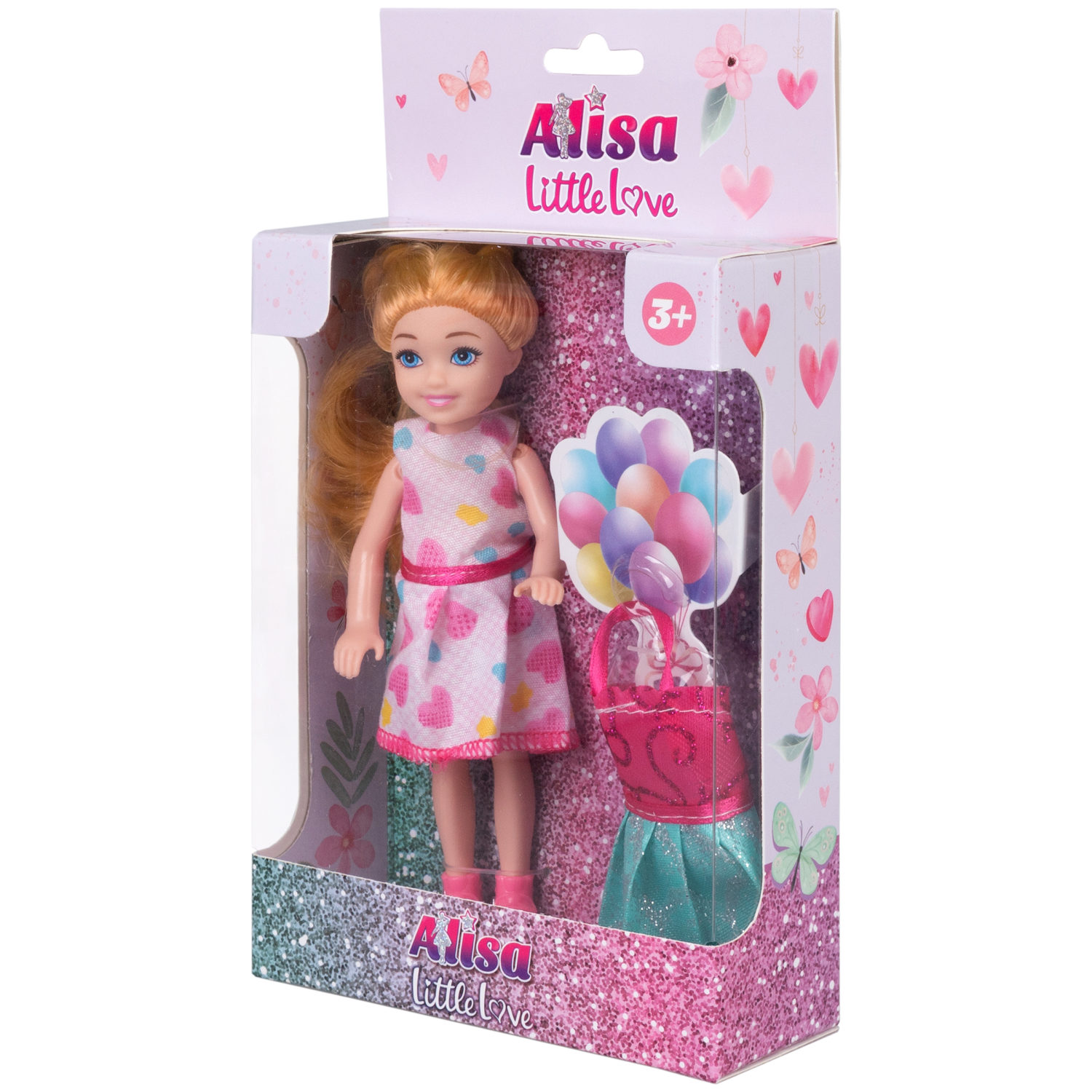 Кукла Alisa Little Love 15,2 см, блондинка, с двумя хвостами, с платьем
