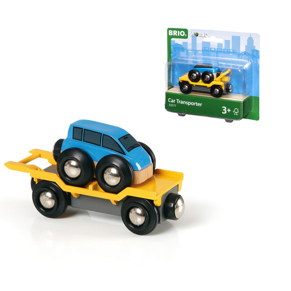 Прицеп-эвакуатор с машинкой BRIO, для деревянной железной дороги 