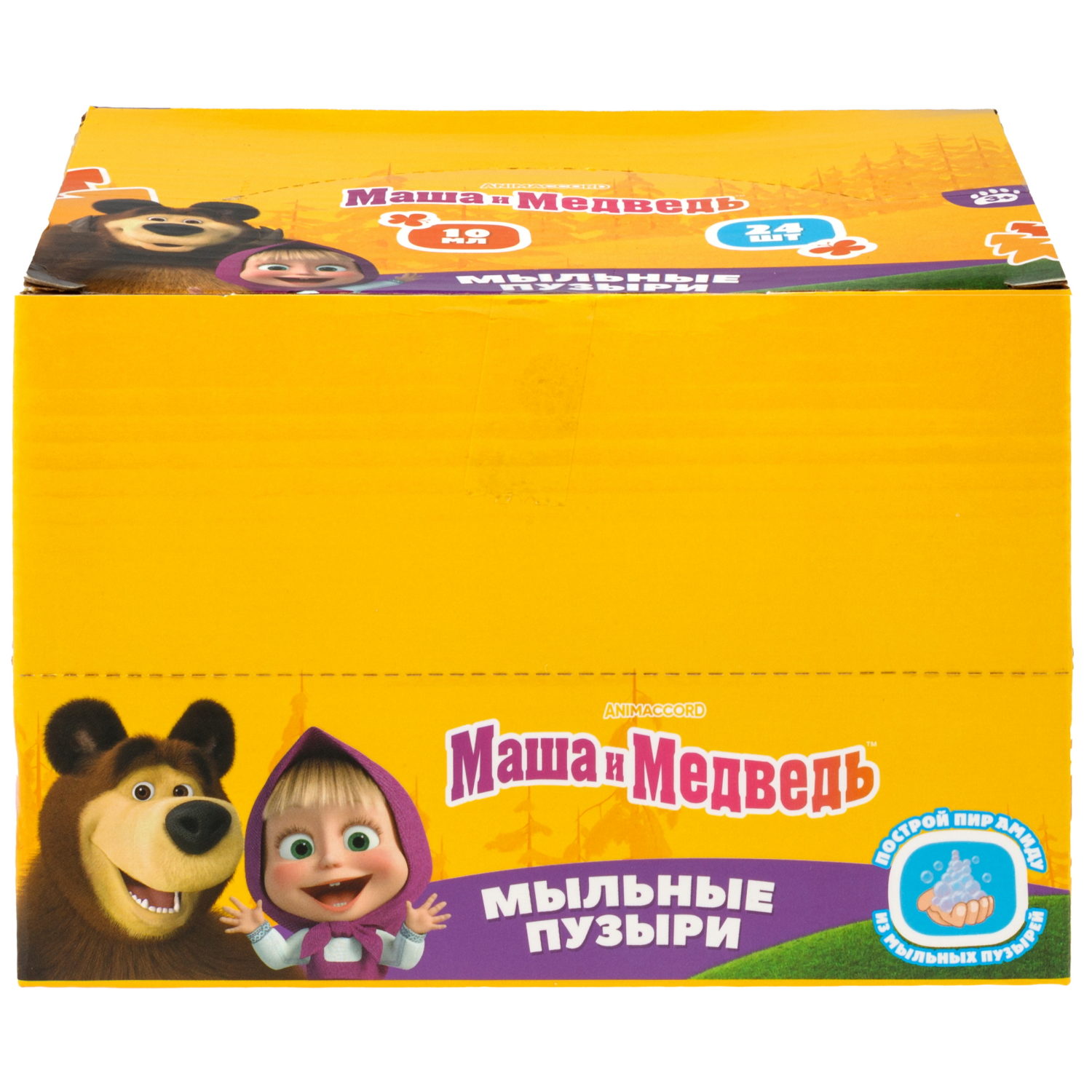 Мыльные пузыри нелопающиеся "Маша и медведь" с кругляшом на крышке , 10 мл