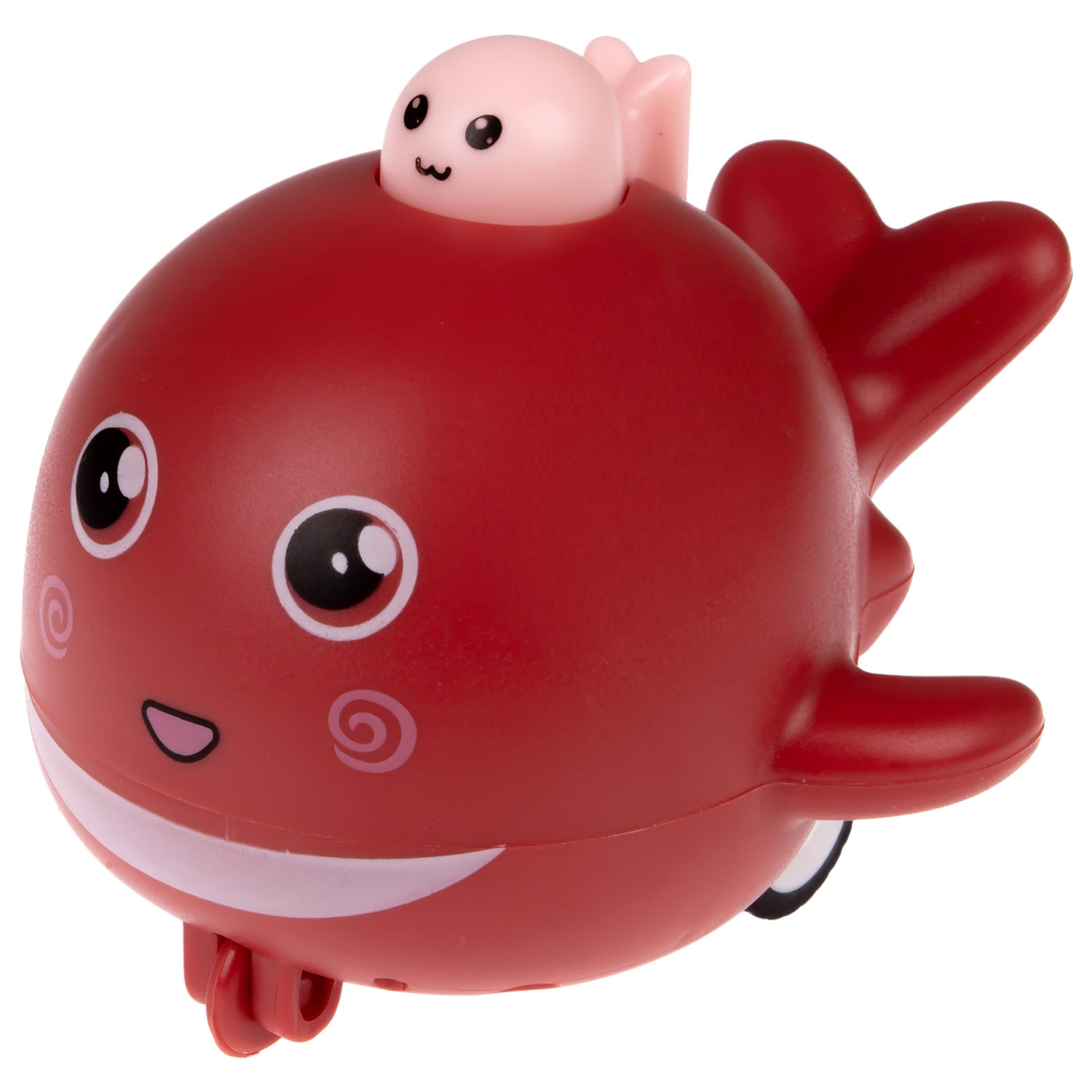 Инерционная игрушка 1TOY Побегушки Кит с детёнышем, красный