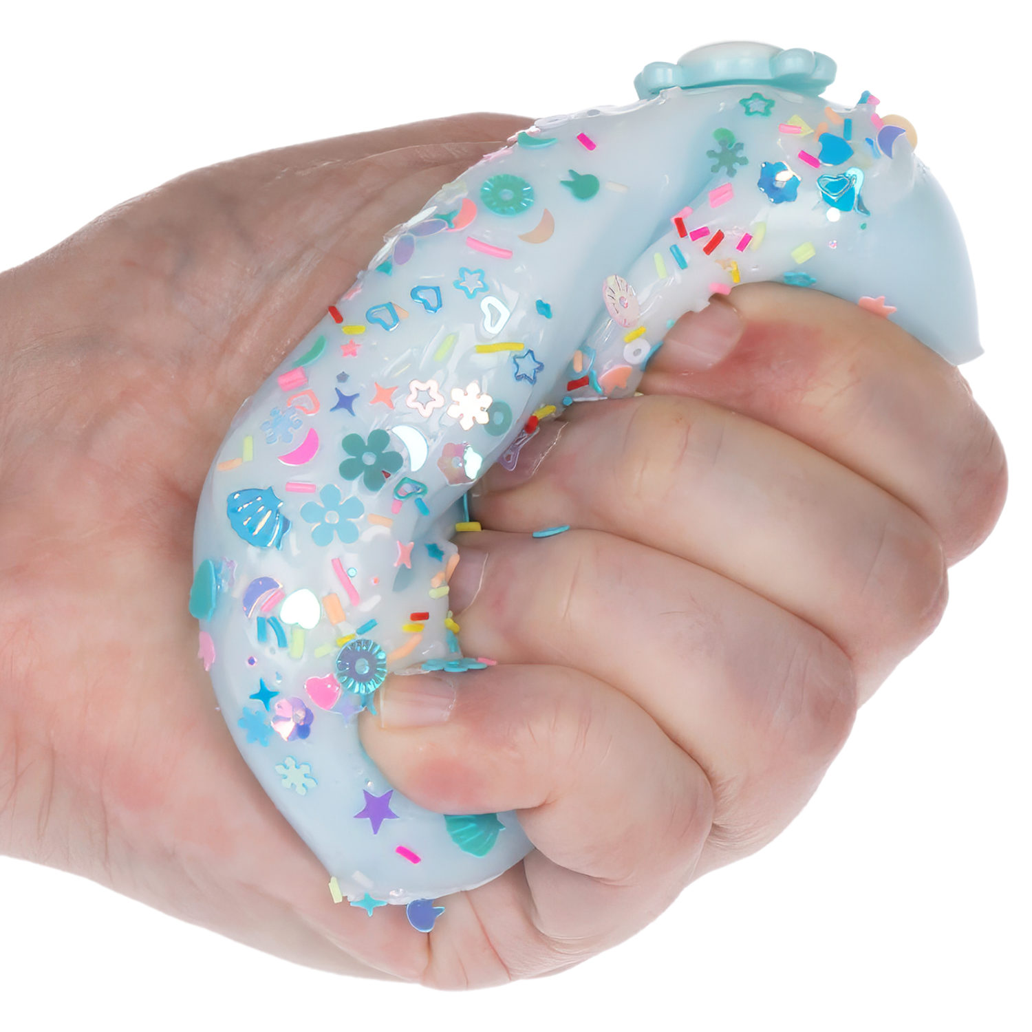 Игрушка-антистресс 1TOY Крутой замес «Няшка-вкусняшка», «Пончик с посыпкой», с колокольчиком, голубой