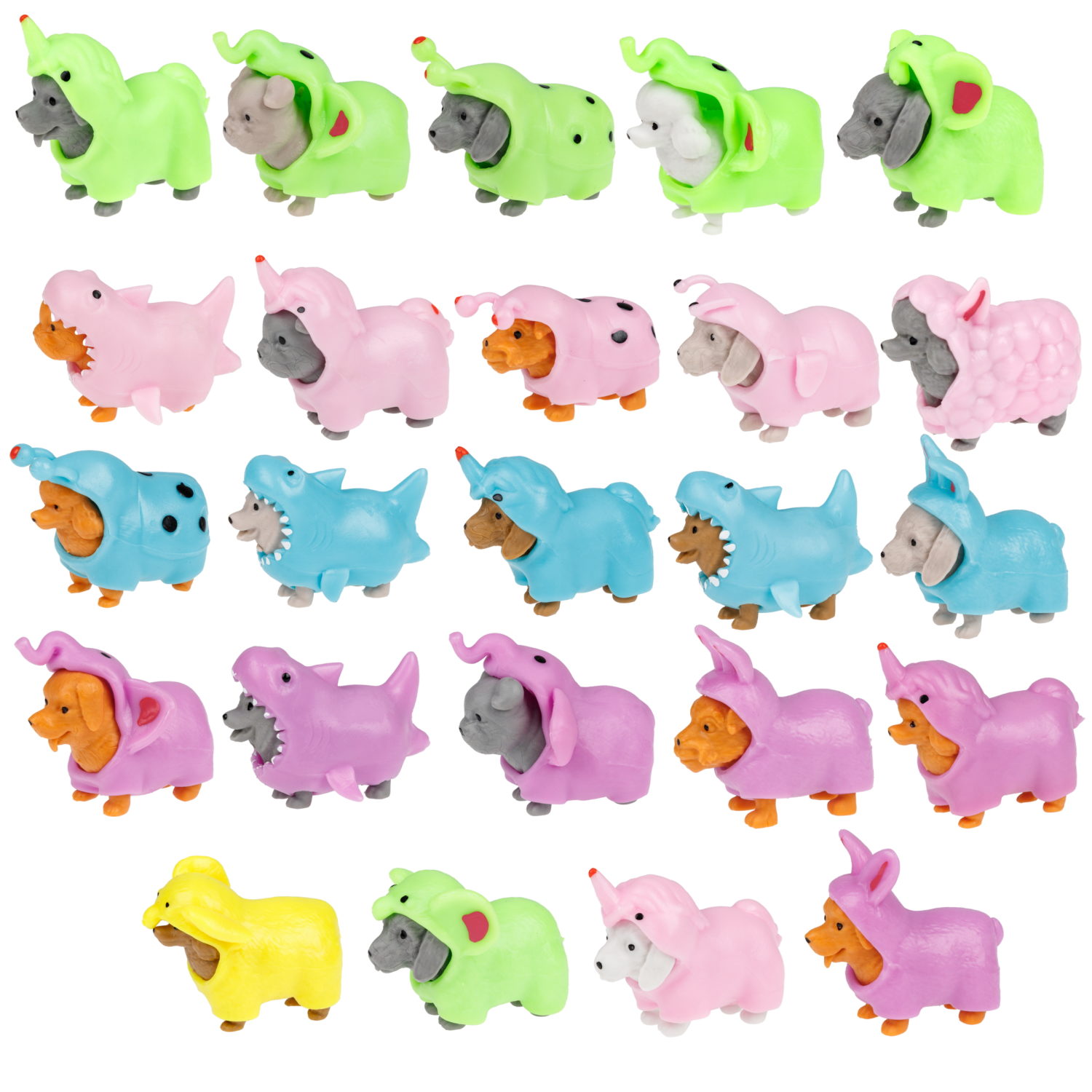 1toy "Прокачка для собачки", тянущиеся собачки в костюмчиках, мини 3,5*3,5*4 см д/б 24 шт