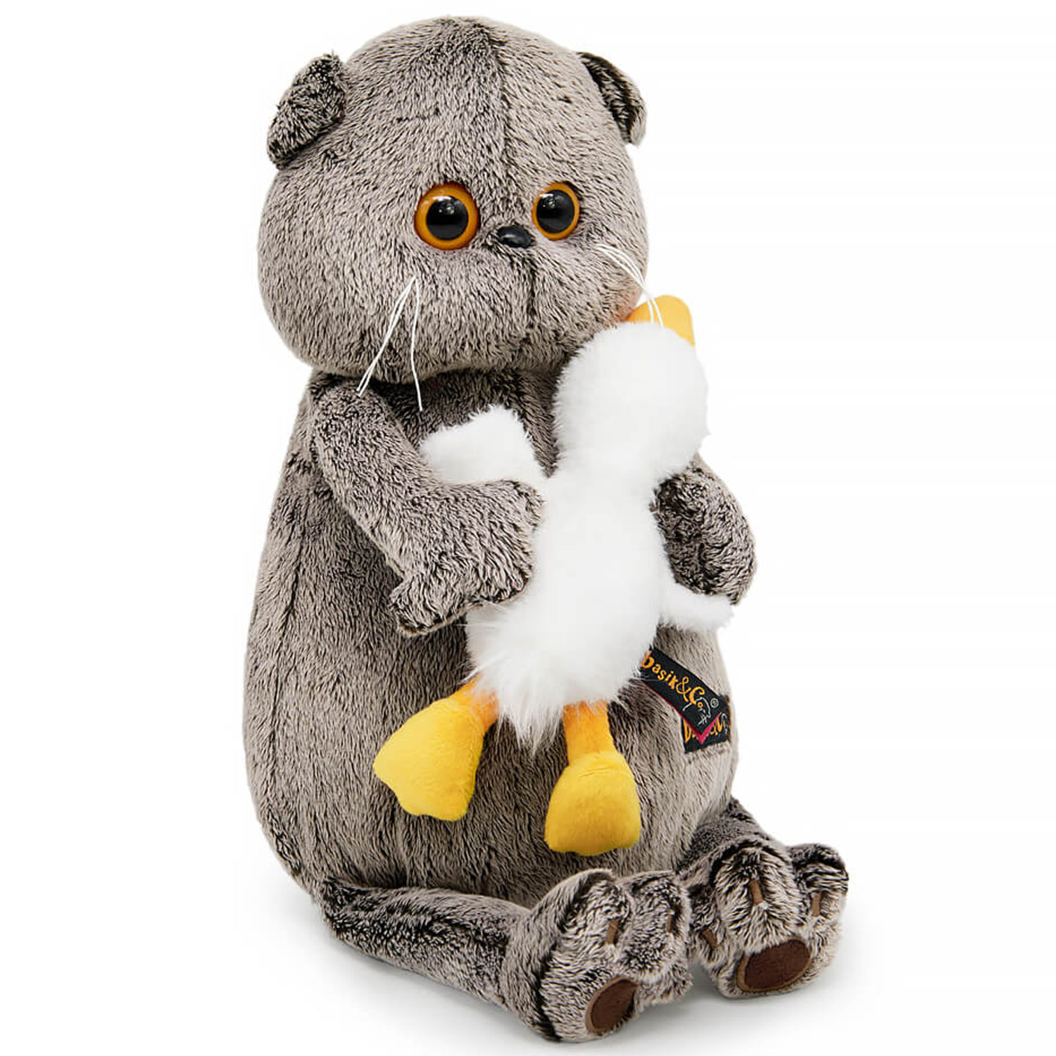 Мягкая игрушка Кот Басик со спящим Гусиком, 30 см