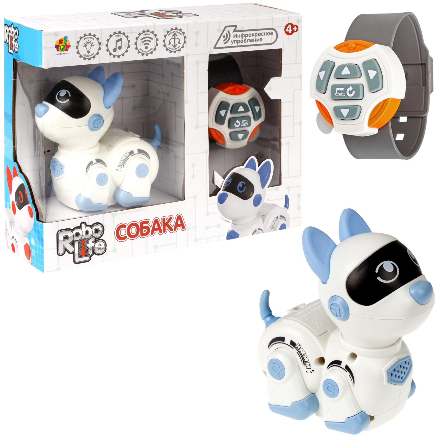 Интерактивная собака 1TOY Robolife на пульте управления, со светом и звуком