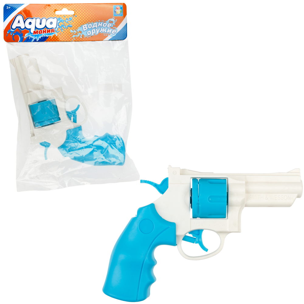 Водное оружие 1TOY Аквамания, револьвер, голубой