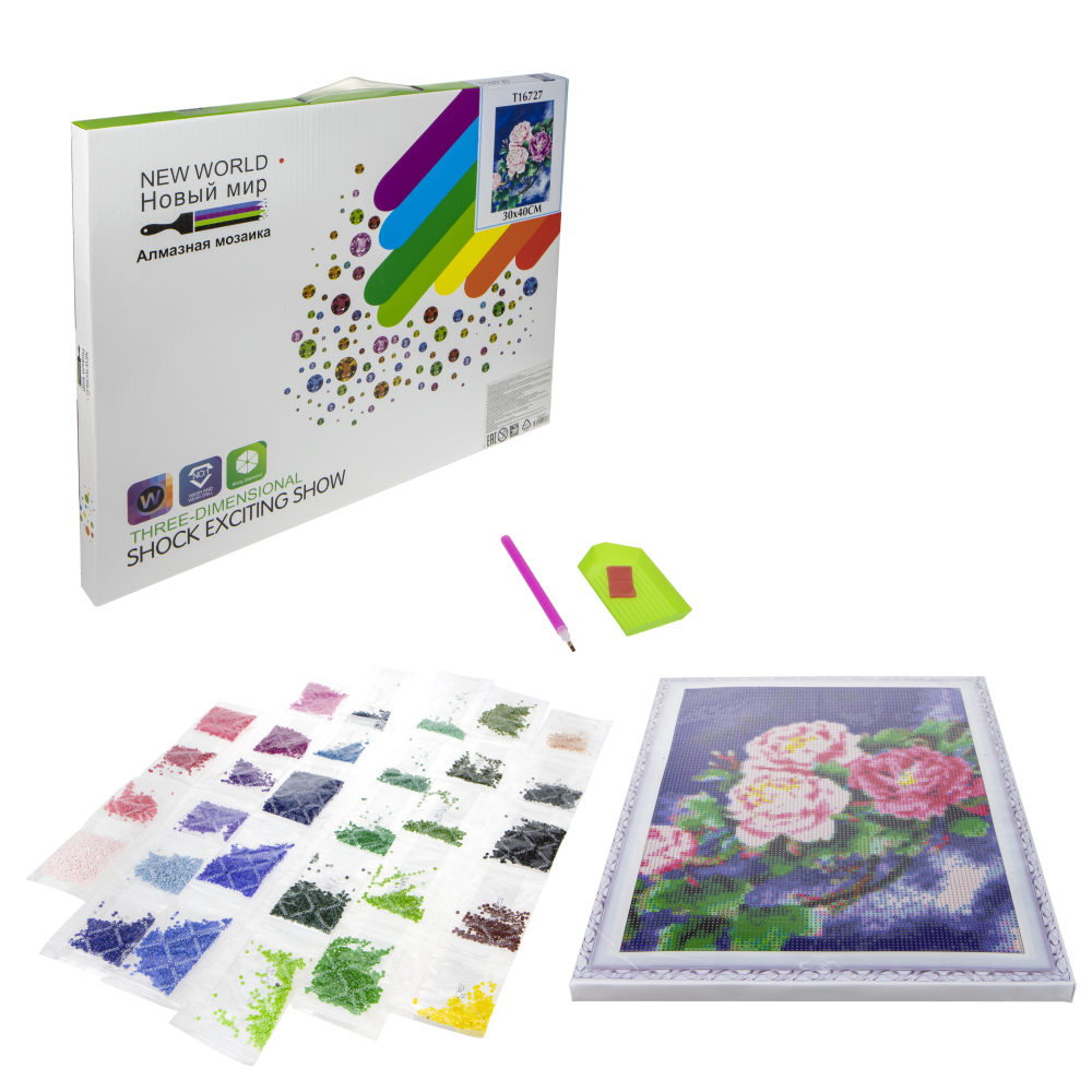 1 TOY ART Набор аппликации из алмазной мозаики "Пионы"