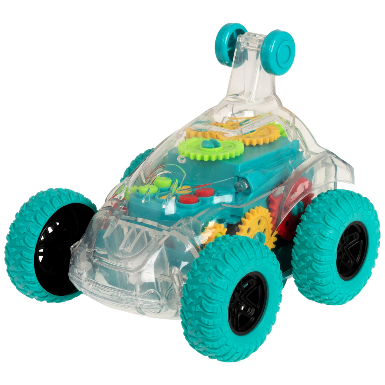 Машинка 1TOY Движок, трюковая, прозрачная с шестеренками, со светом и звуком, 1 шт.