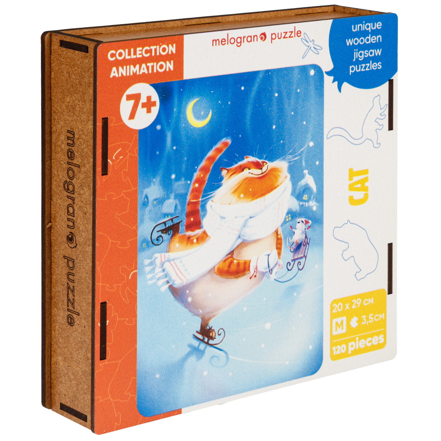 Деревянные пазлы Collection Animals Кот на коньках, 120 деталей