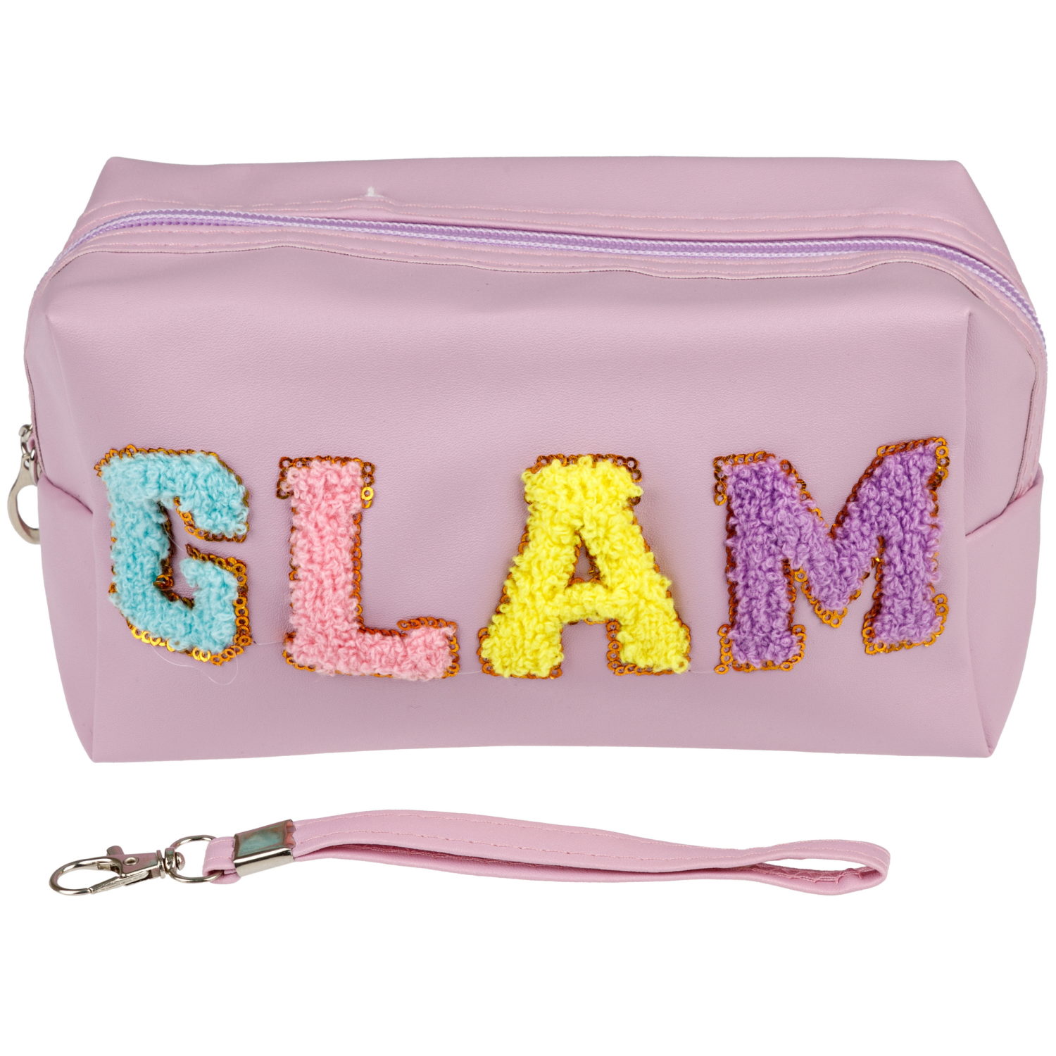 Косметичка с вышивкой плюшевыми буквами Lukky Glam Style, 18*10*8 см