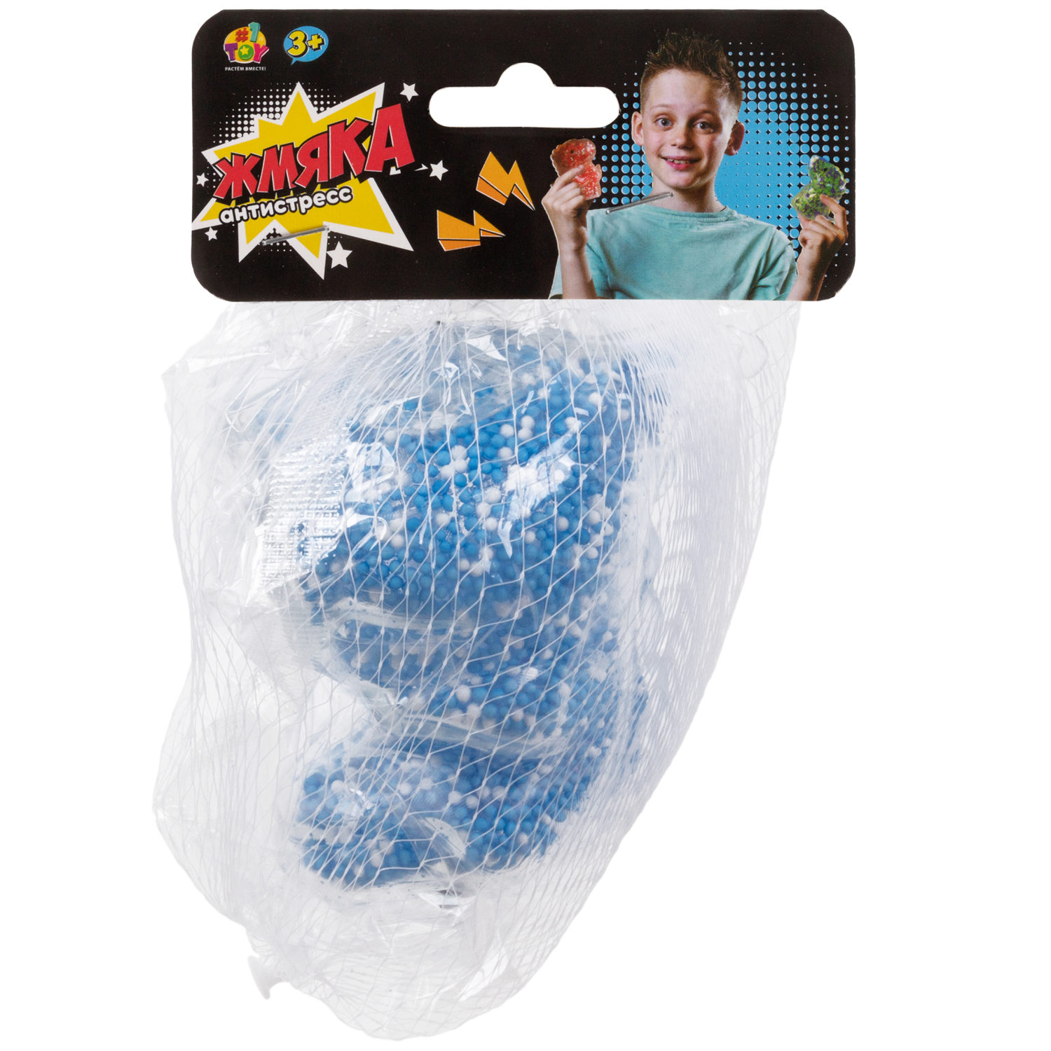 1toy Жмяка динозавр с пенопластовыми шариками, 8х11 см, 4 вида в ассортименте