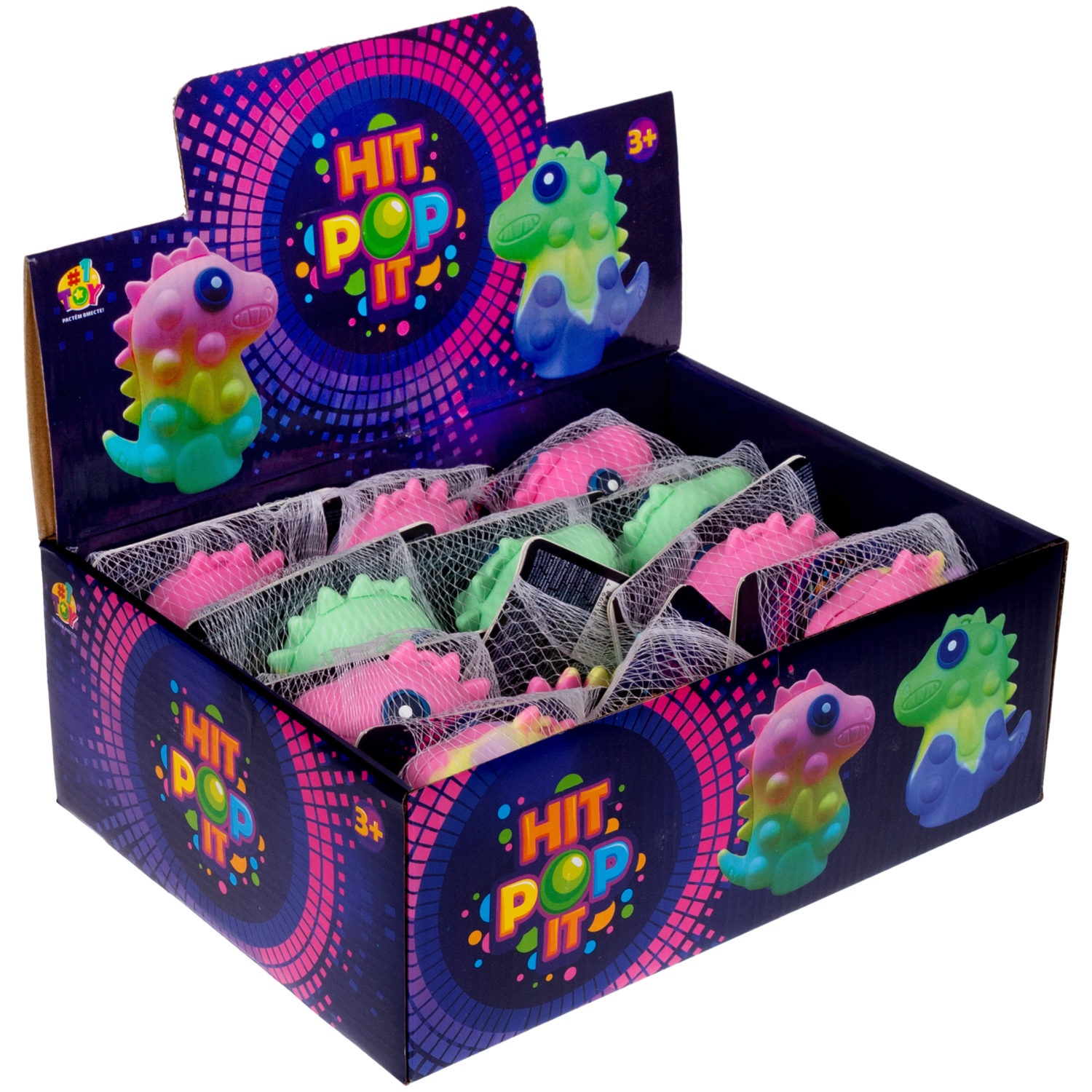 1toy Жмяка Hit Pop It "Динозавр" 9,5х9х4,2 см, 4 вида в ассортименте