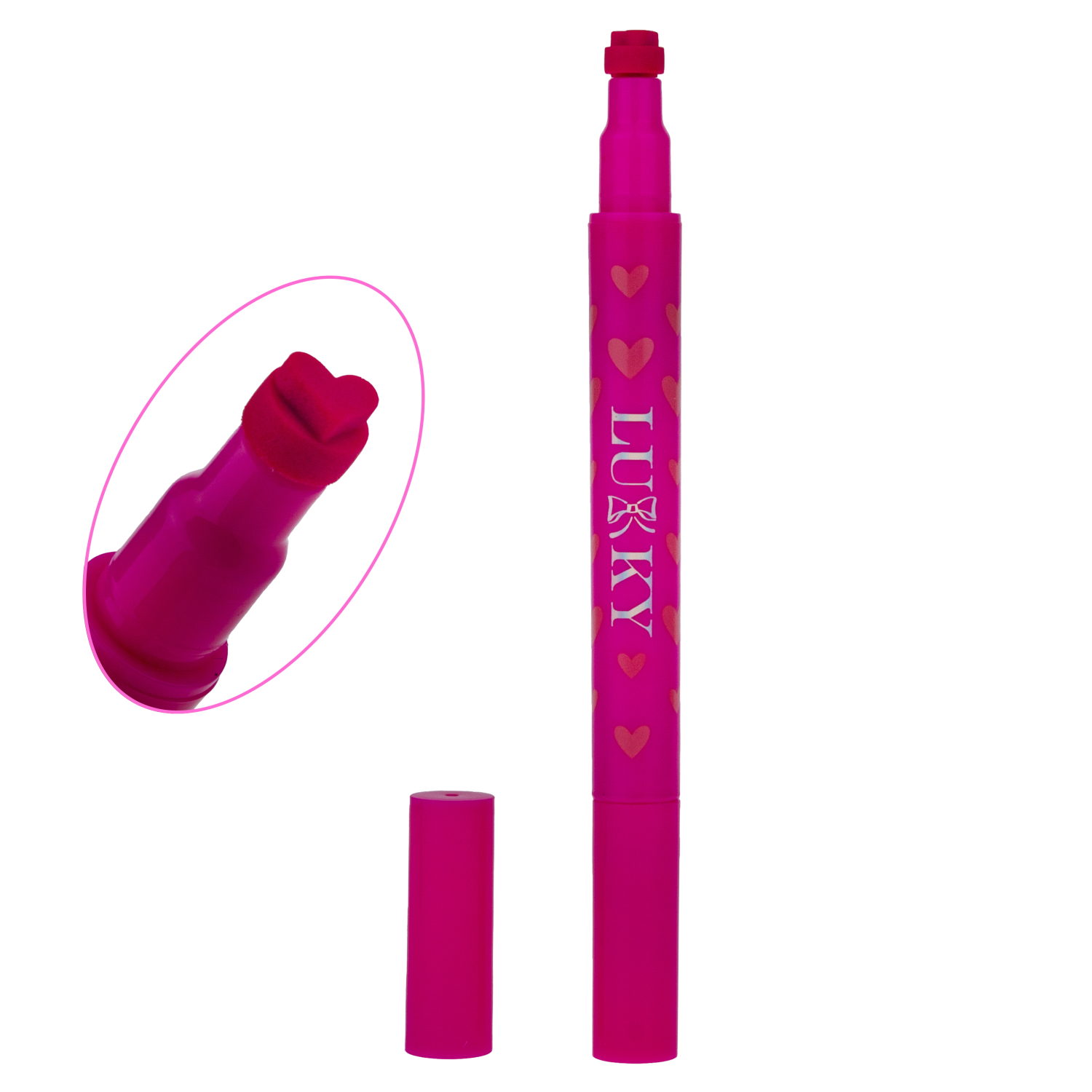 Lukky УльтраФиолет, подводка маркер со штампиком, сердечко, розовый