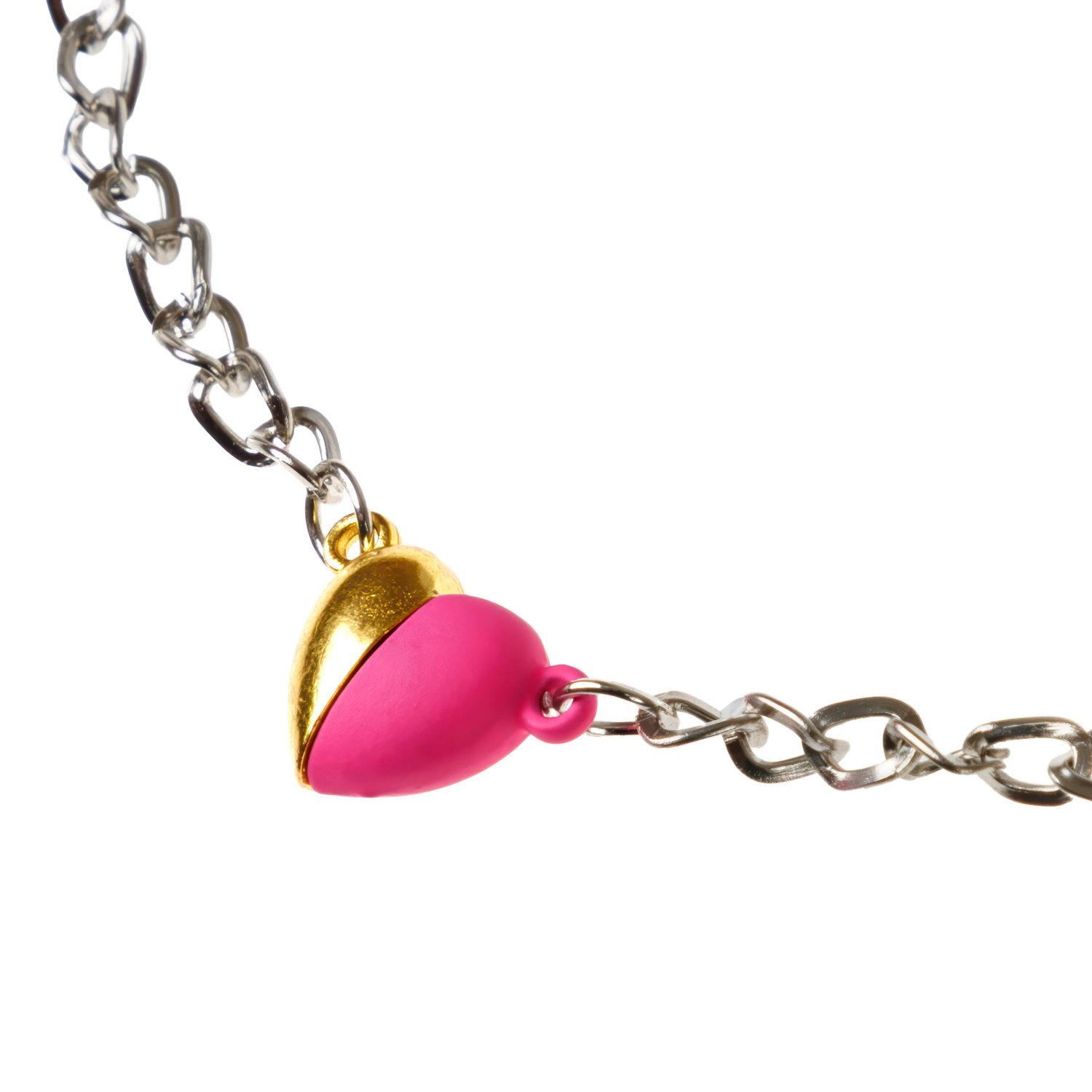 Lukky Fashion цепочка с подвесками-половинками сердца на магните: золотая-розовая