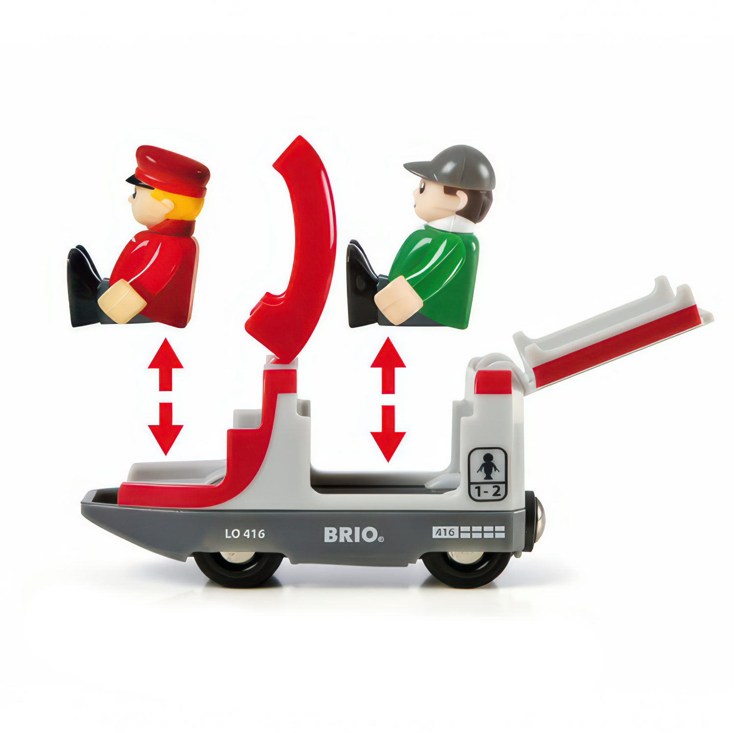 Деревянная железная дорога BRIO двухуровневая, поезд детский на рельсах - паровозик на магнитах, 42 элемента