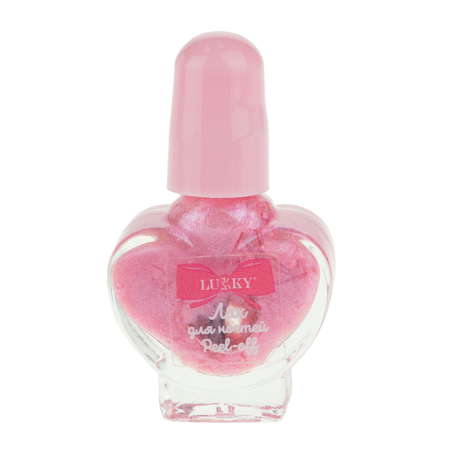 Lukky Лак для ногтей peel-off перламутровый с ароматом клубничного пончика, флакон в виде сердечка 5 мл, цвет светло розово-сиреневый, блистер