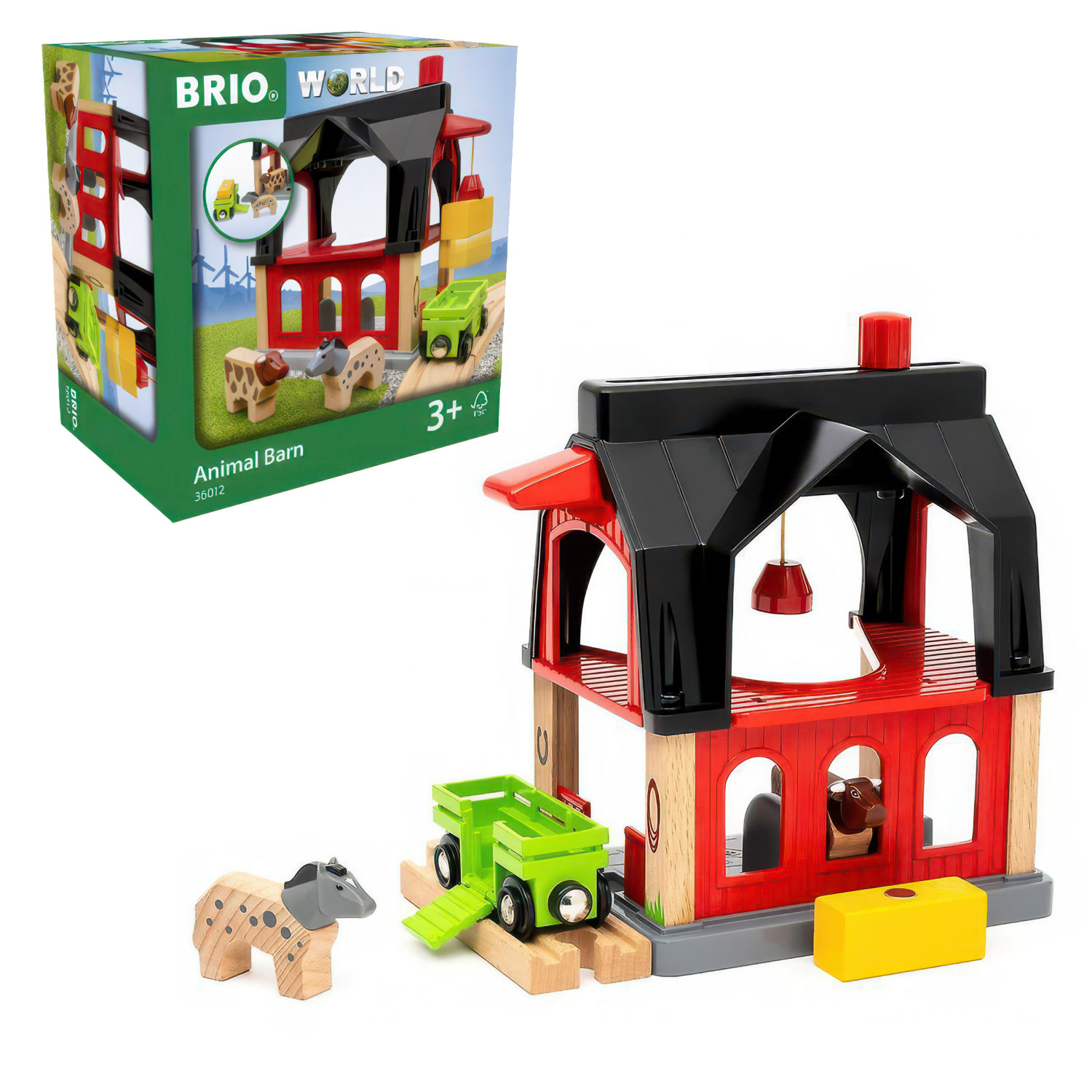 Сарай для животных BRIO, с кормушкой и телегой, для деревянной железной дороги