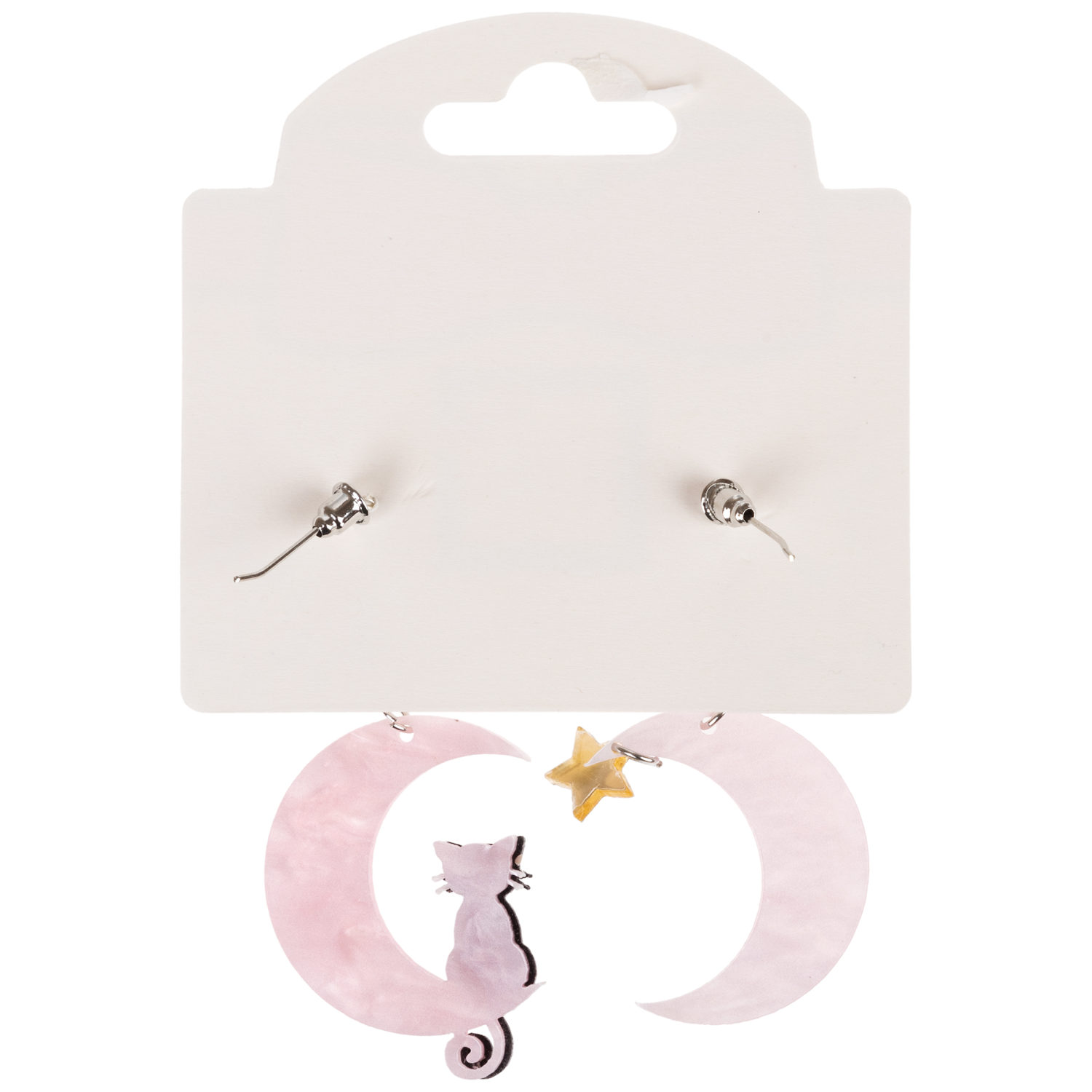 Серьги Lukky Fashion с подвесками "Лунный кот", розовый перламутр