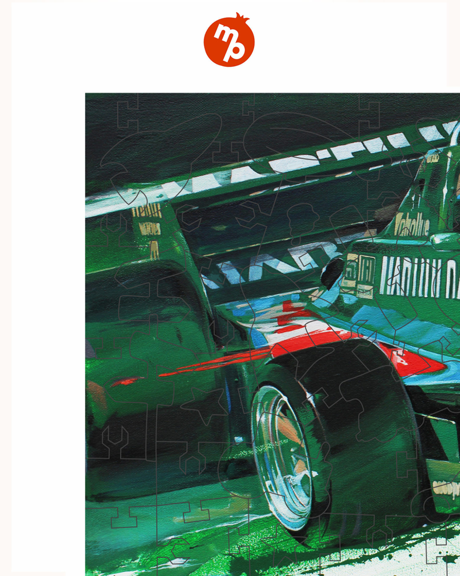 Деревянные пазлы Collection Transport Гоночный автомобиль зеленый, 80 деталей, 28х14 см