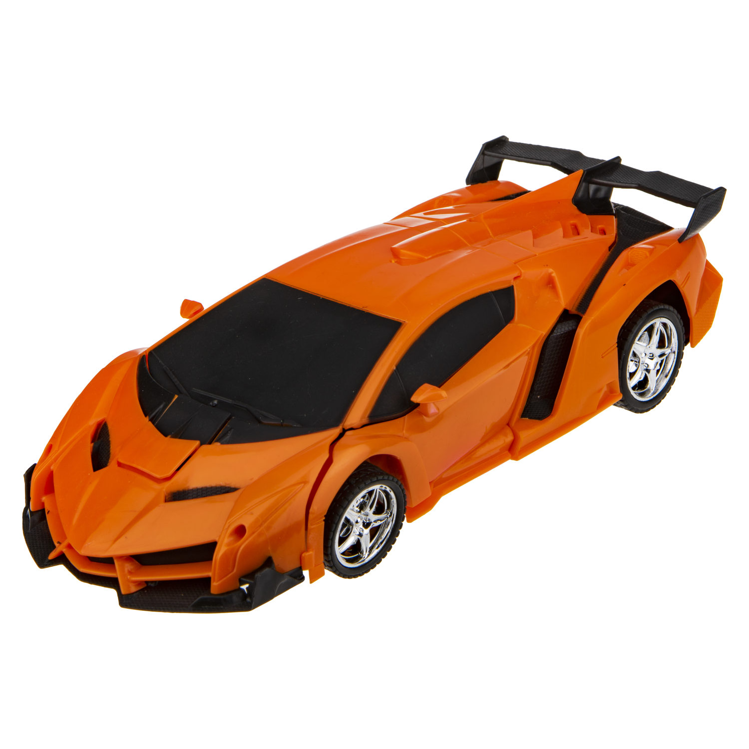1TOY Трансботы, 1:18 на р/у 27МГц, трансформирующийся в легковую машину 20 см, 2 цвета оранжевый, красный