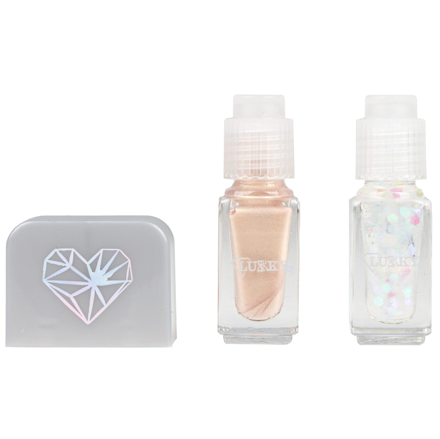 Двойные лаки для ногтей Lukky Diamond Duet, 2 по 4 мл, золотой с блёстками, блистер