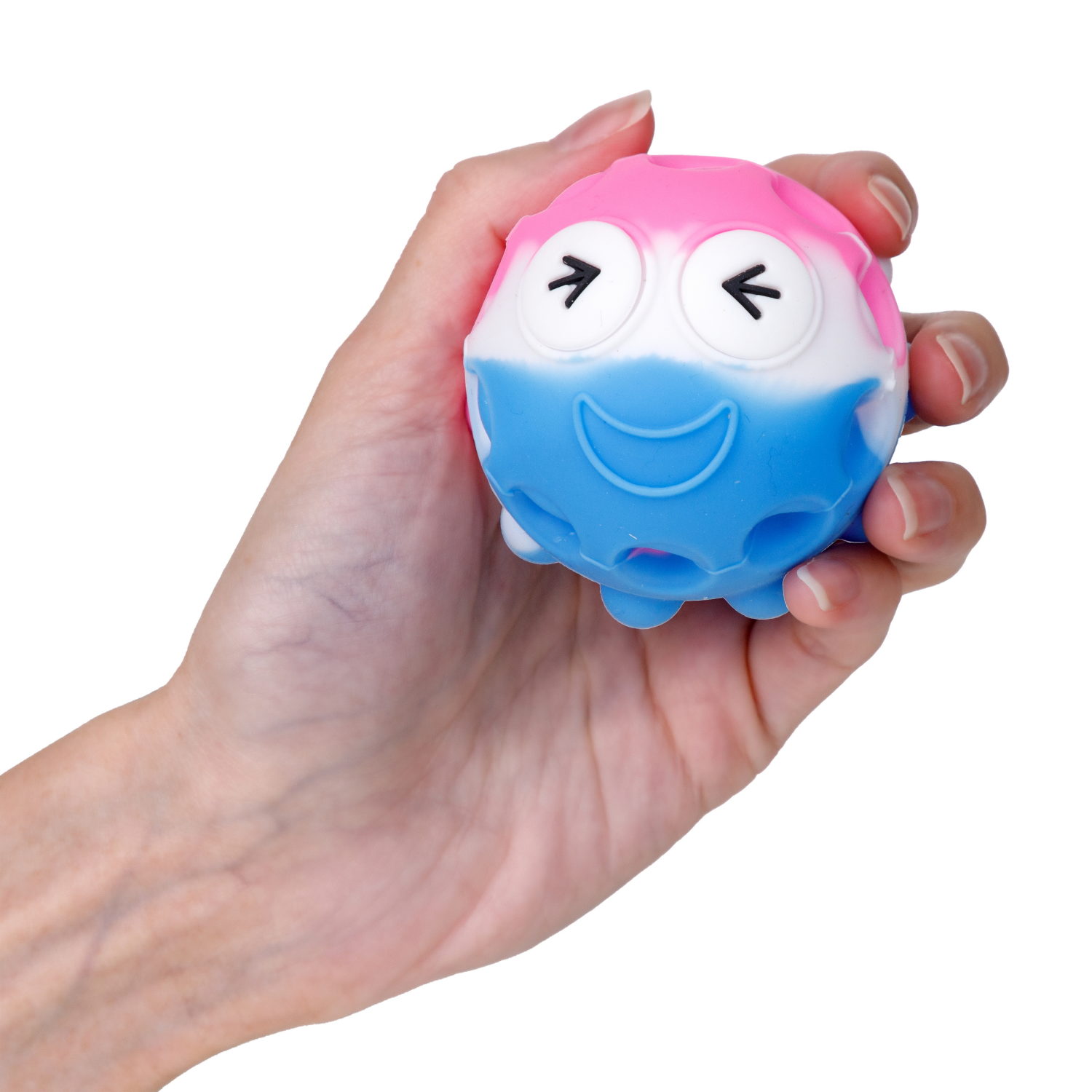 1toy Жмяка Hit Pop It розово-бело-голубой "Смайлик" 7 см