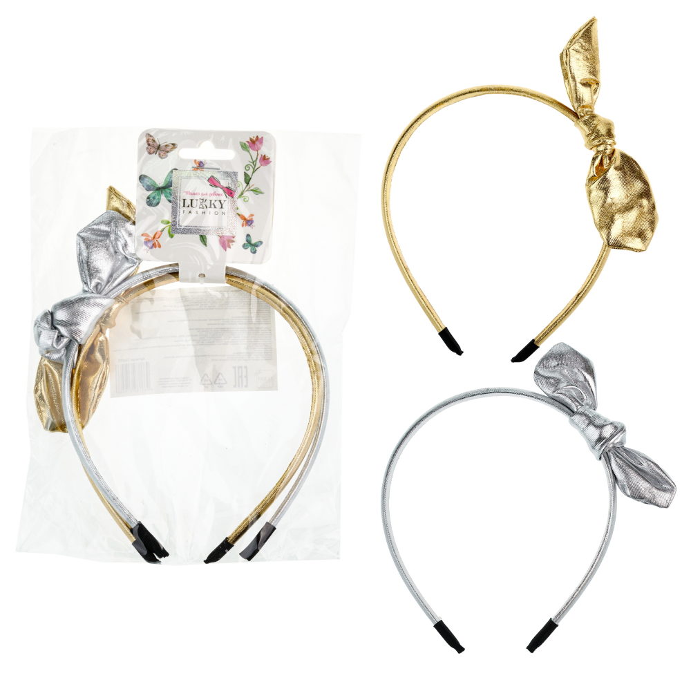 Lukky Fashion набор из 2 ободков с бантиком эффект под кожу "Металлик"
