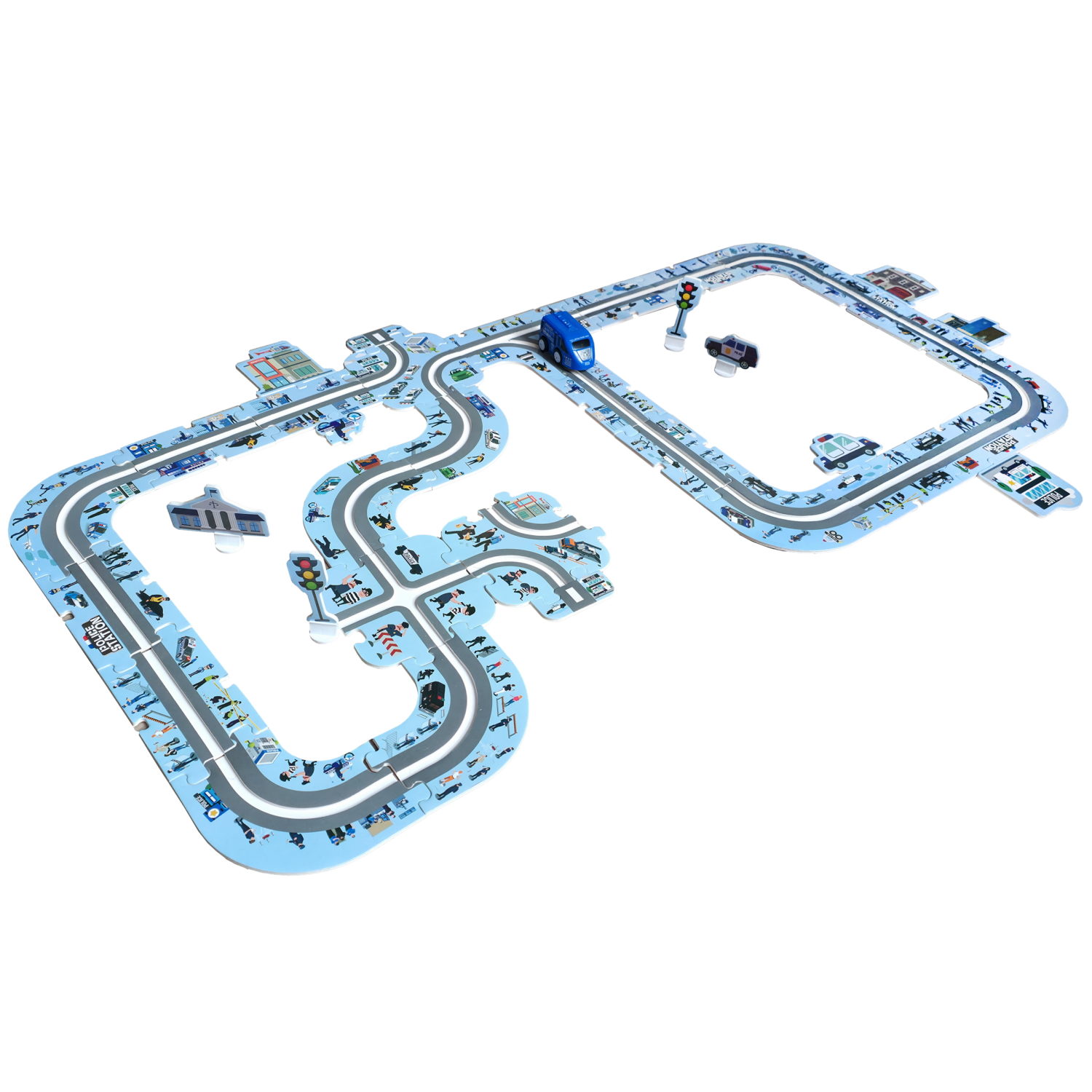 Игровой набор 1TOY Пазл-трек "Городской патруль", с машинкой, 44 детали