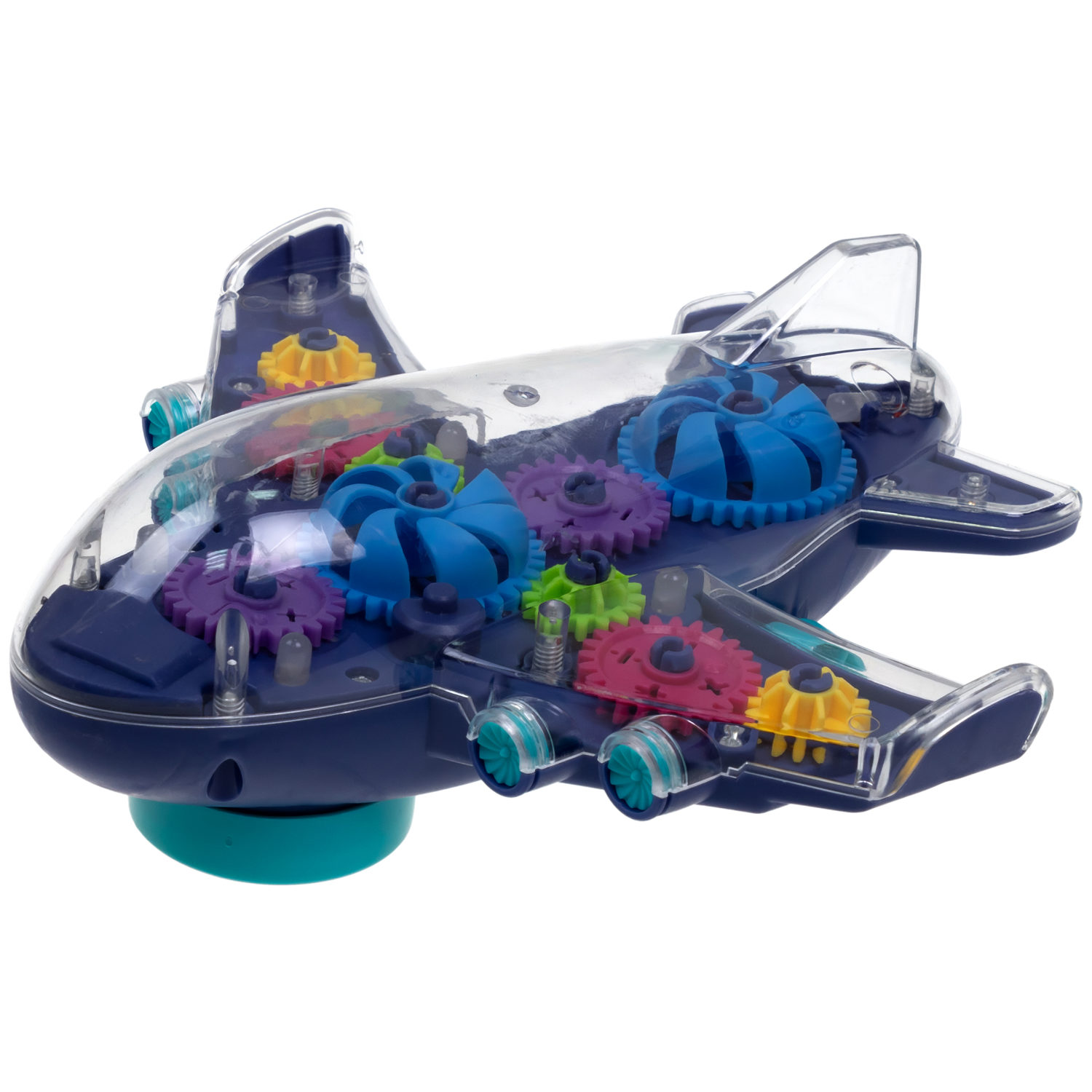 1TOY Движок Самолет прозрачным с механизмом на батарейках, свет, звук, 2 вида в ассортименте