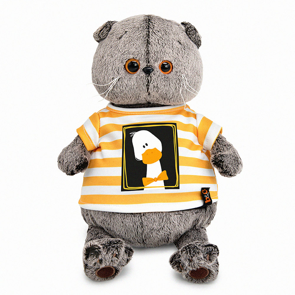 Мягкая игрушка Кот Басик в футболке "Гусик", 22 см