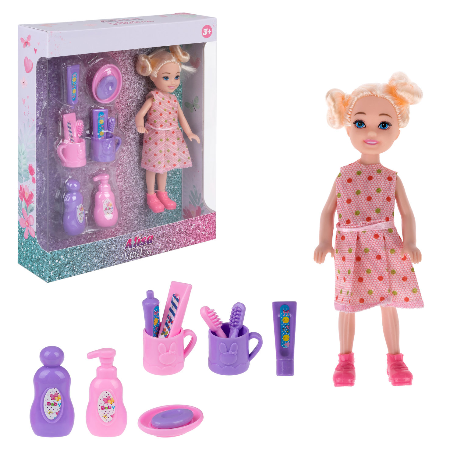 Кукла Alisa Little Love 15,2 см, блондинка, с принадлежностями для умывания