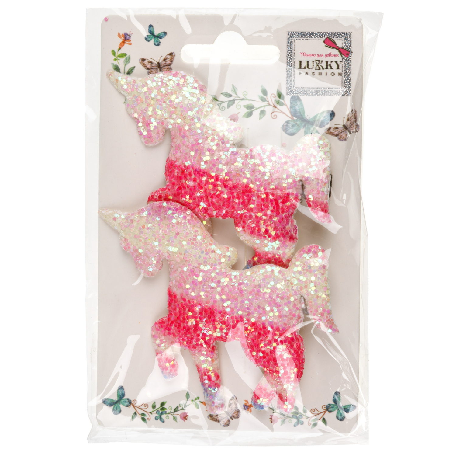 Заколки для волос Lukky Fashion Единорог детские, для девочки, зажимы, 3 цвета в ассортименте, набор 2 шт.