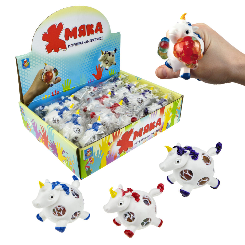 1toy Жмяка единорог с разноцветными шариками