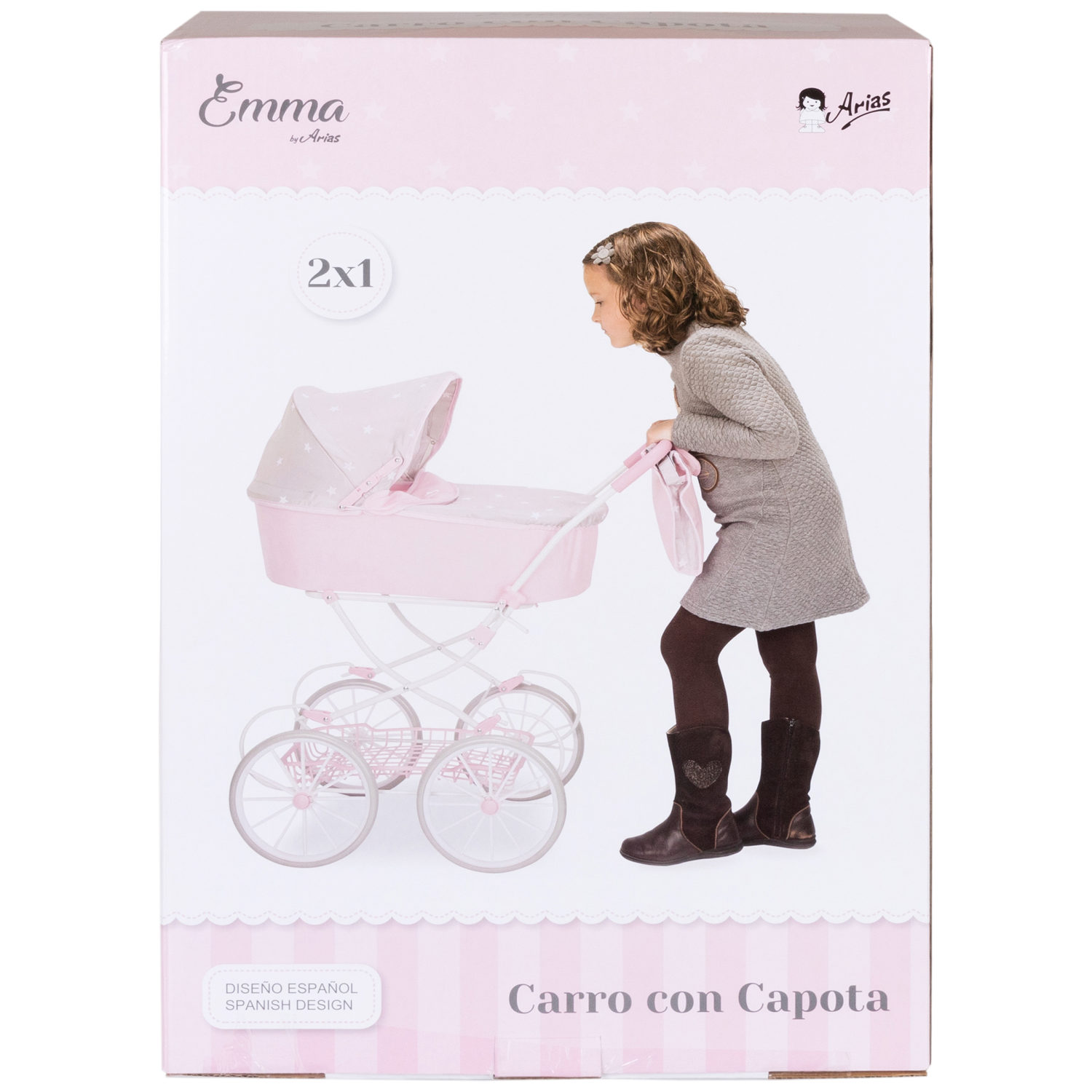 Коляска-люлька для кукол Arias детская, прогулочная, складная, большая, высокая, с сумкой