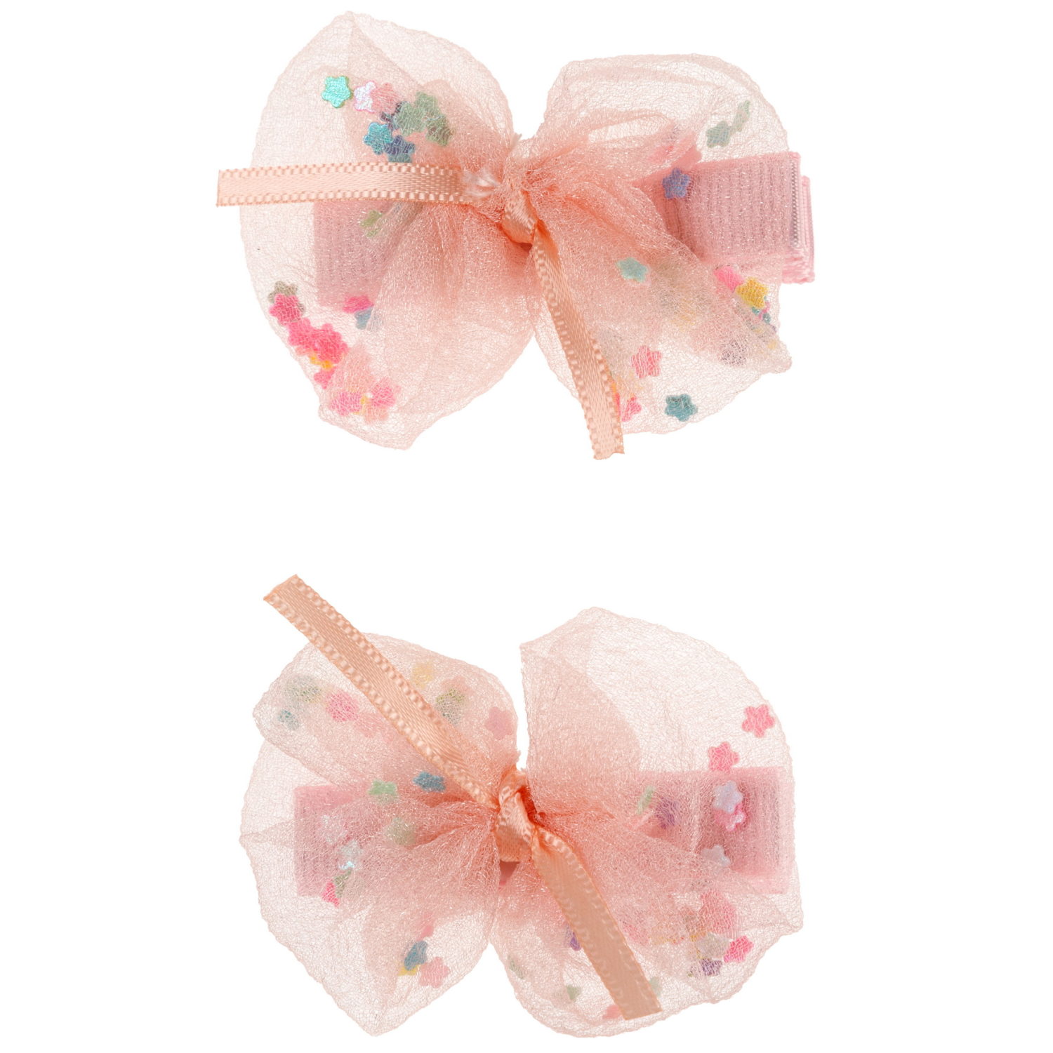 Заколки для волос Lukky Fashion Бантики с блестящей насыпкой, детские, для девочки, зажимы, 4 цвета в ассортименте, набор 2 шт.