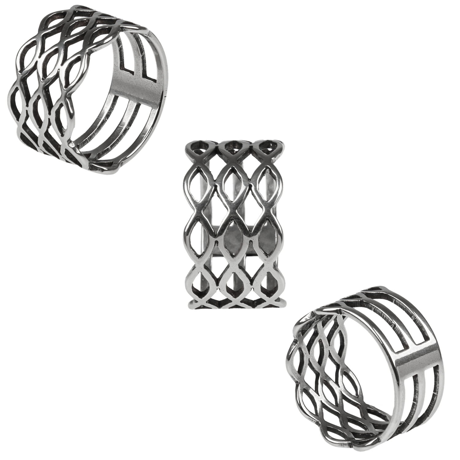 Набор колец серебряного цвета Lukky Fashion с сердечками, 3 шт.