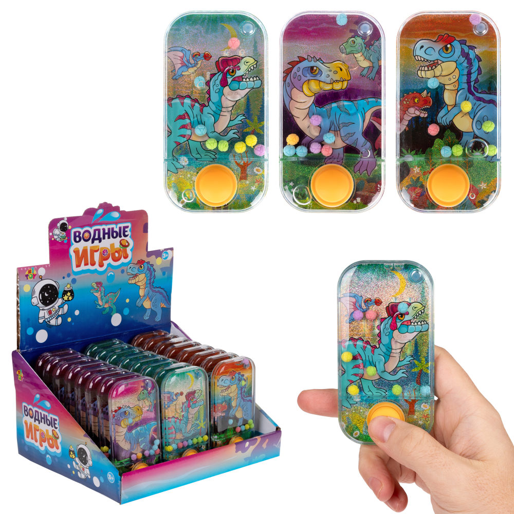 1TOY Игра с водой забрось мячики динозавры, 3 вида в ассортименте