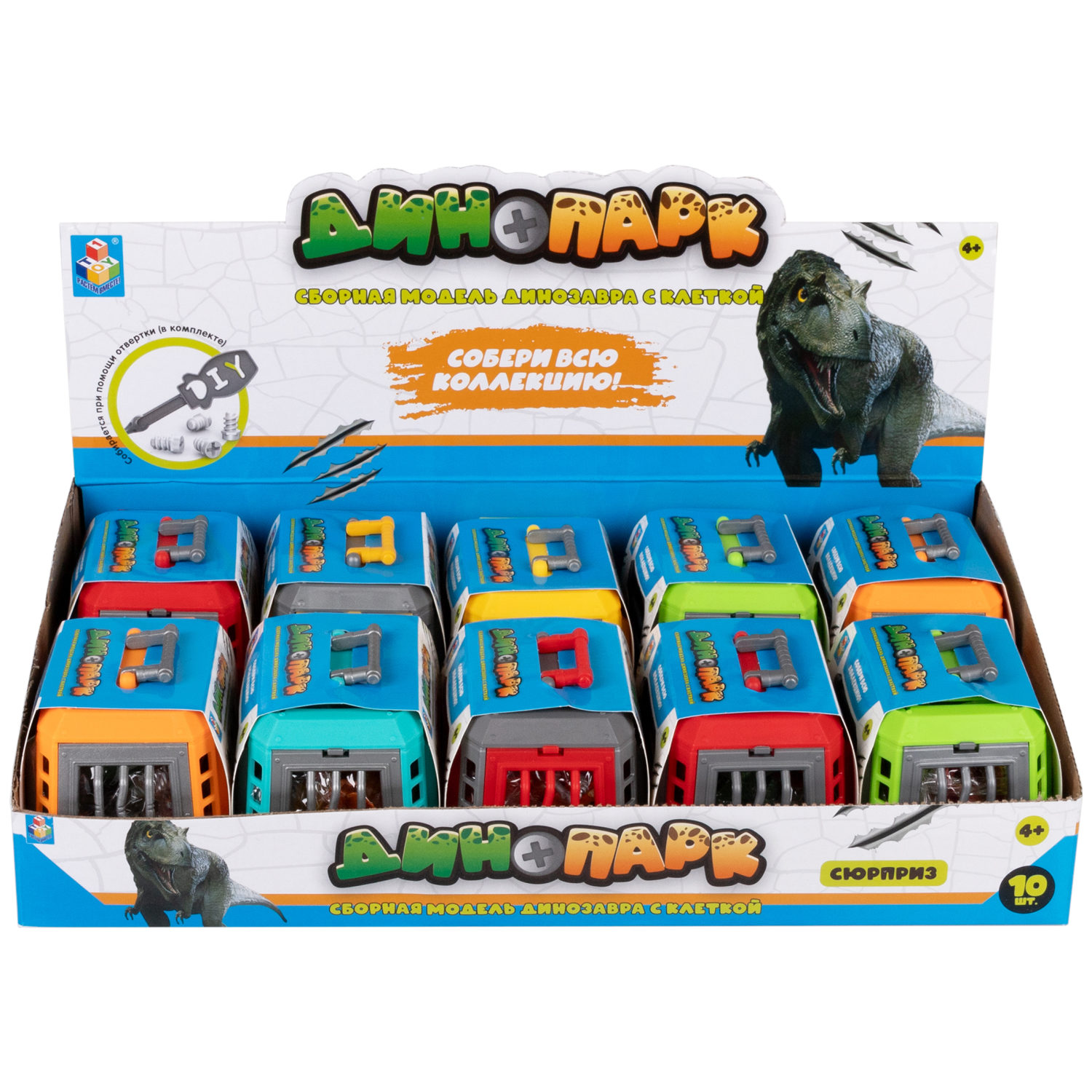 Конструктор 1TOY Динопарк "Клетка с динозавром", с отверткой, винтовой
