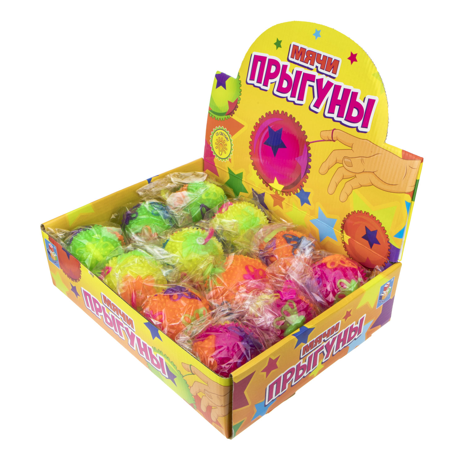 Мячик-прыгун 1TOY бабочка, со светом, 7,5 см