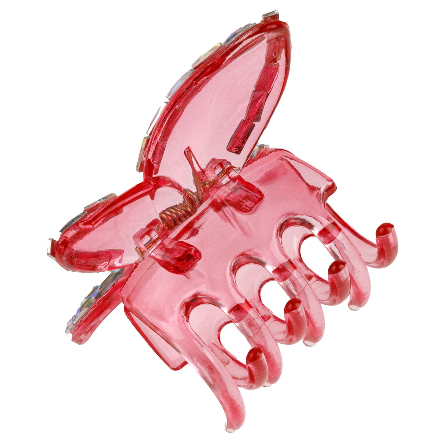 Lukky Fashion заколка-краб д.волос Бабочка Crystal с голограф.отделкой,4 цв.:золотой/розовый/малиновый/серебряный микс