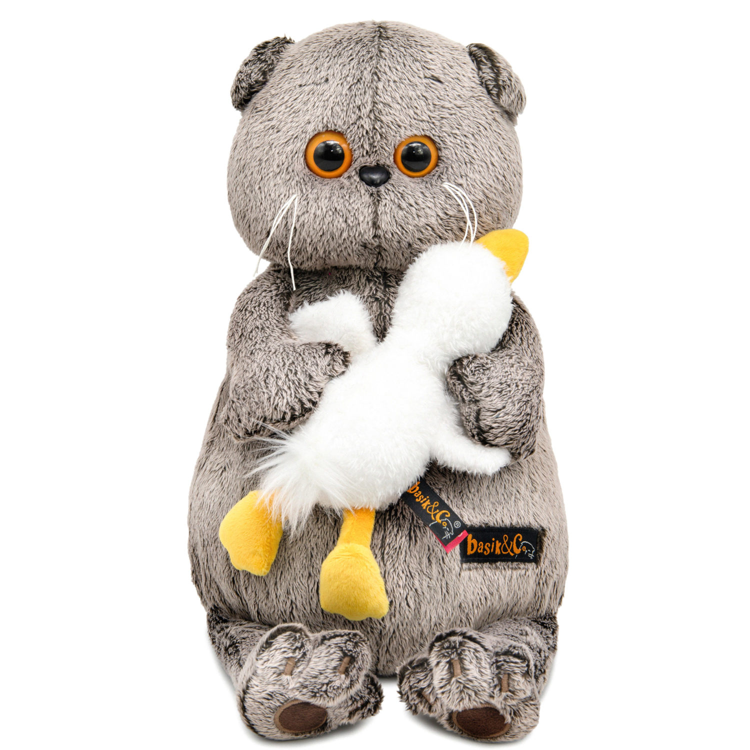 Мягкая игрушка Кот Басик со спящим Гусиком, 30 см