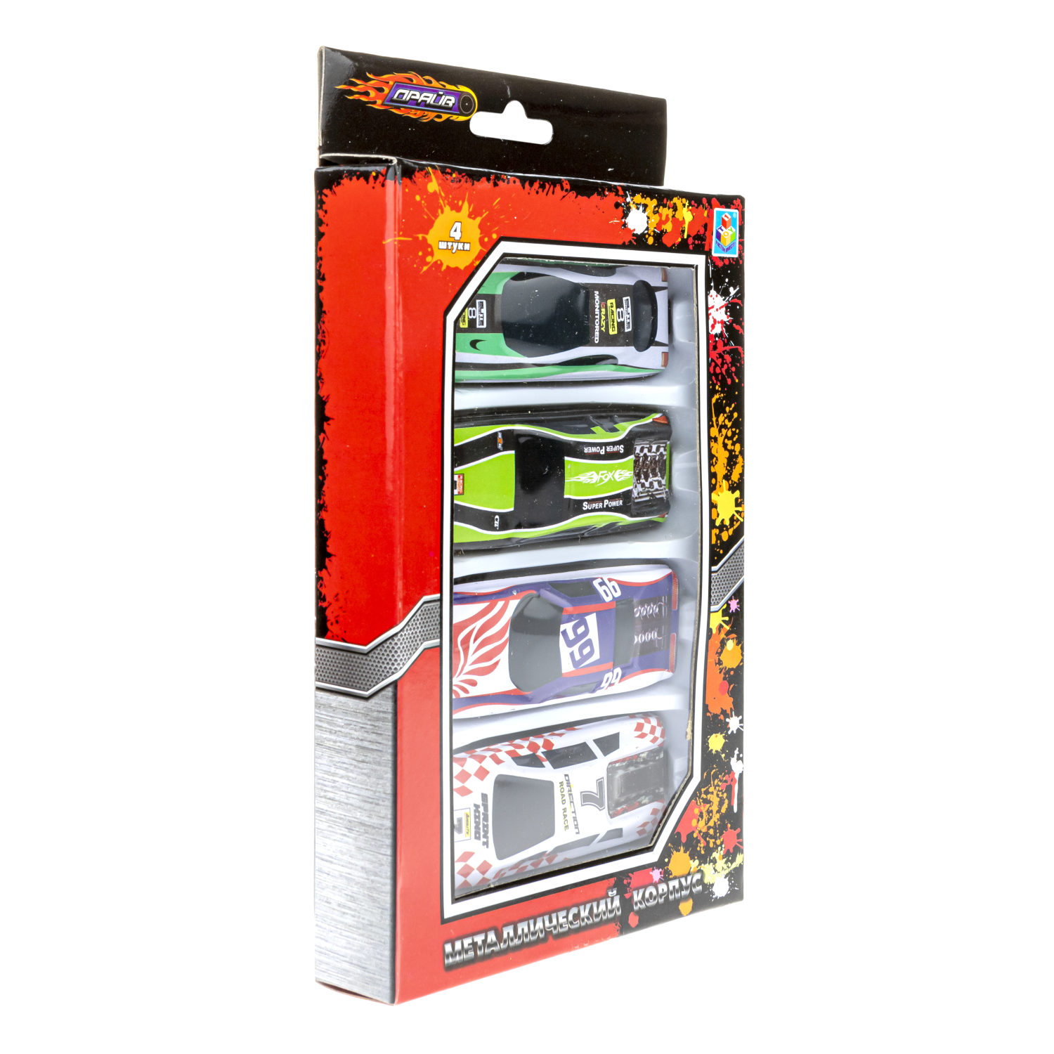 Набор металлических машинок 1TOY Драйв, гоночные, маленькие, 7 см, 4 шт.