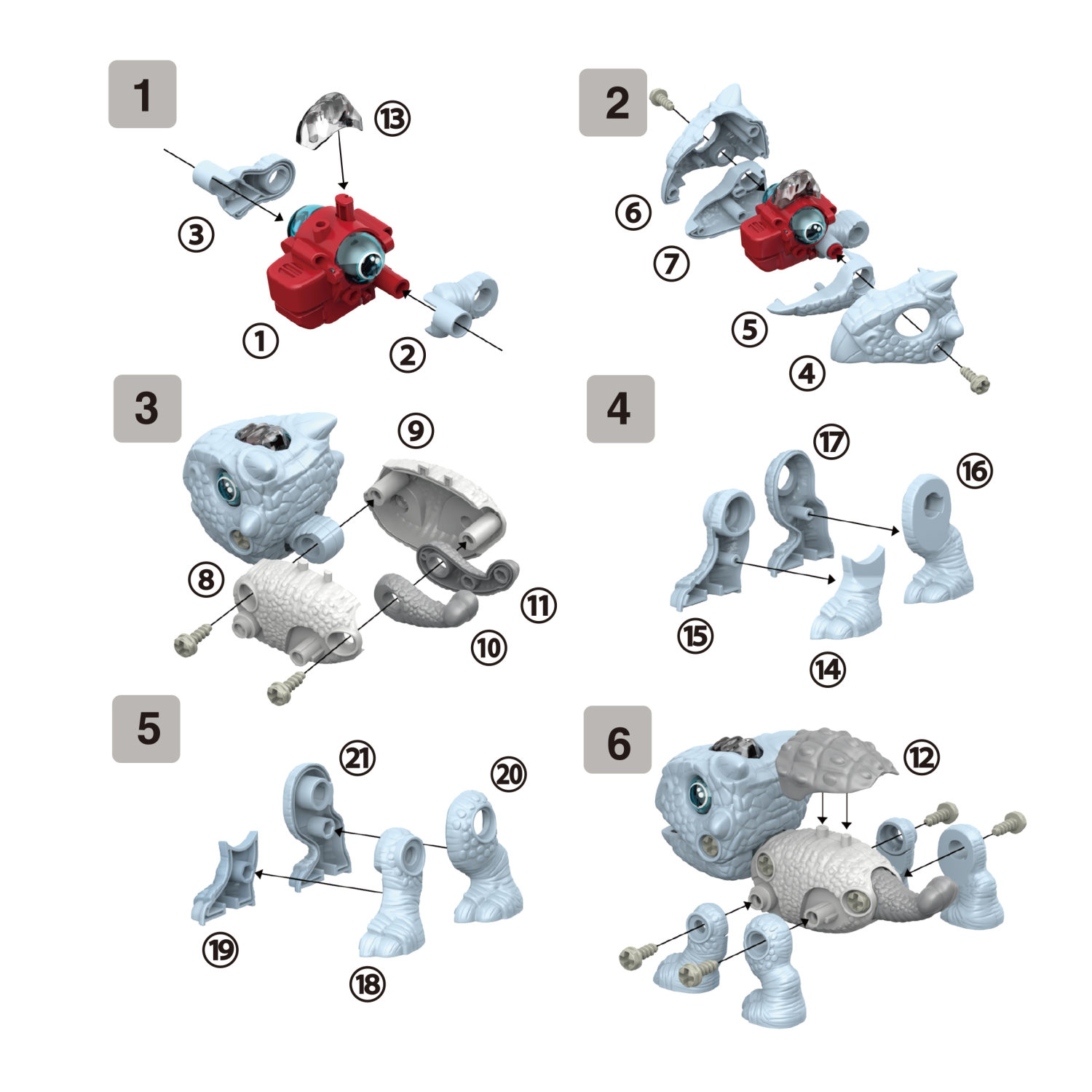 Интерактивная игрушка динозавр 1toy RoboLife Анкилозавр, детская, музыкальная, конструктор, робот, со световыми эффектами, для девочек и мальчиков