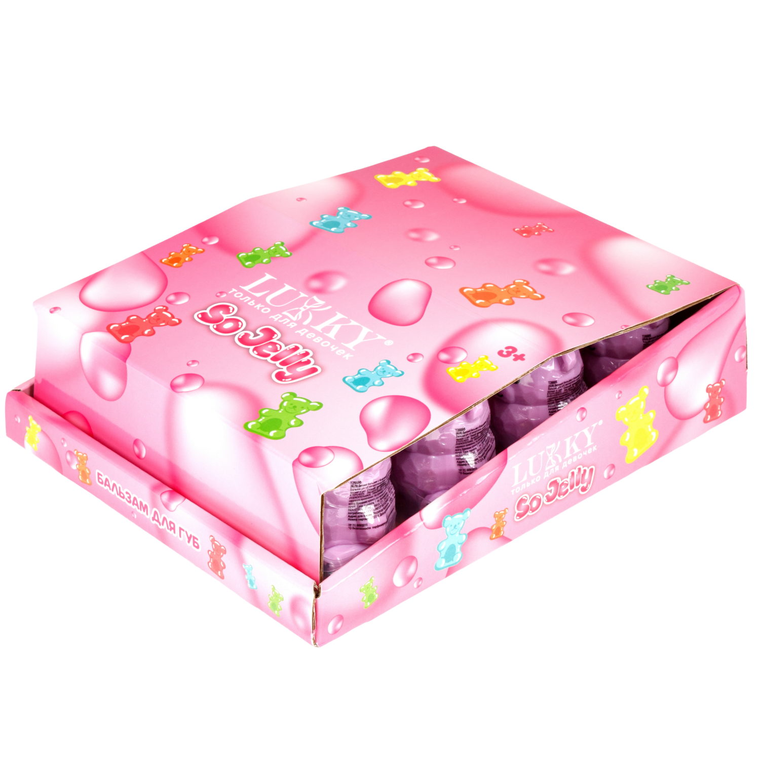 Бальзам для губ детский Lukky Гламурные Зверушки Мишка Тедди, с блёстками, 9 г, 3 цвета в ассортименте