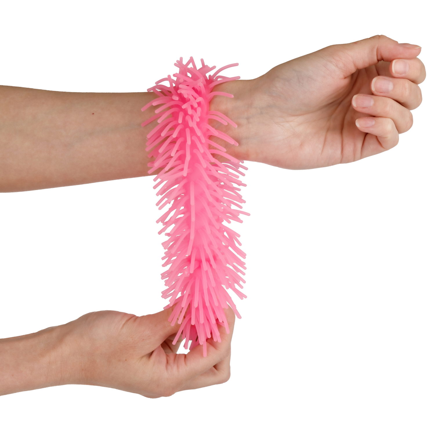 1TOY эластичный браслет-антистресс ЛАПША, однотонный, светится в темноте, розовый