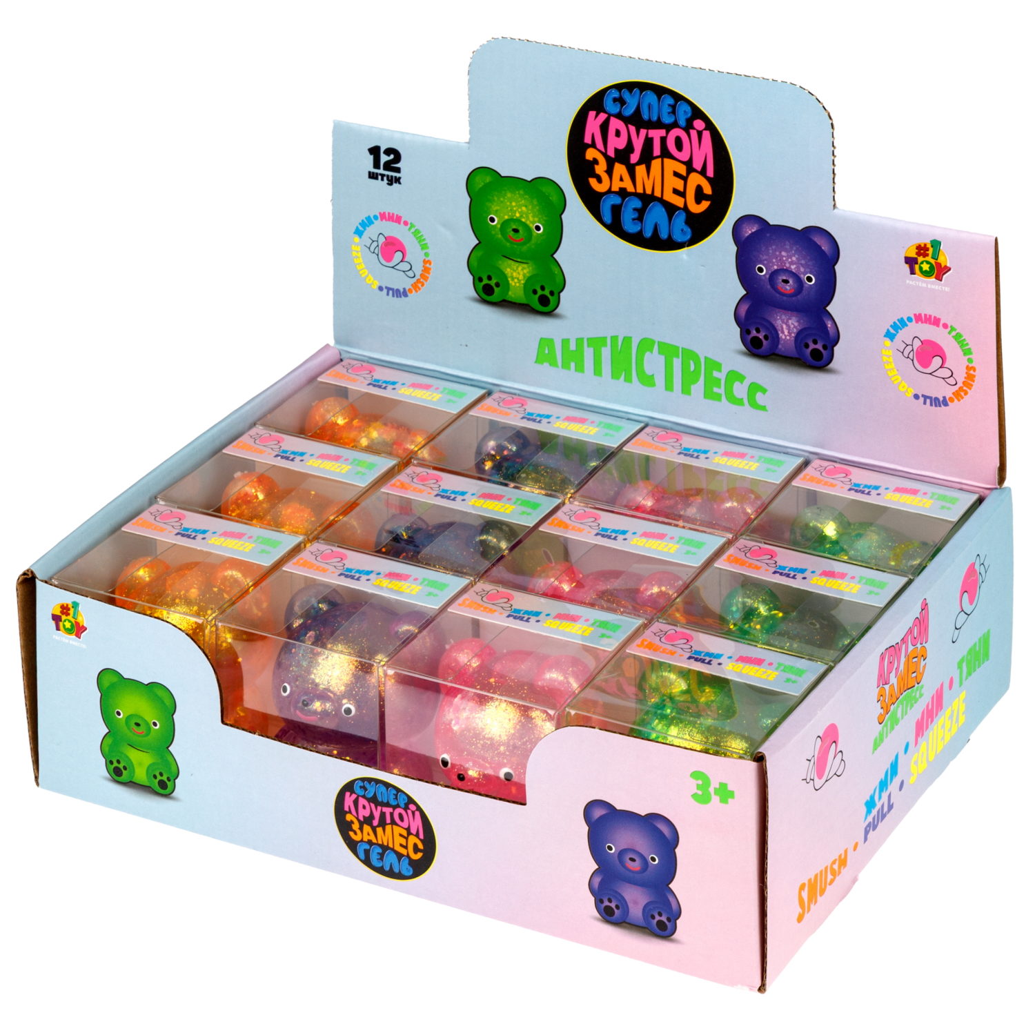 Антистресс-игрушка 1TOY Крутой замес Супергель Медведь,  в ассортименте, 9х8х5 см