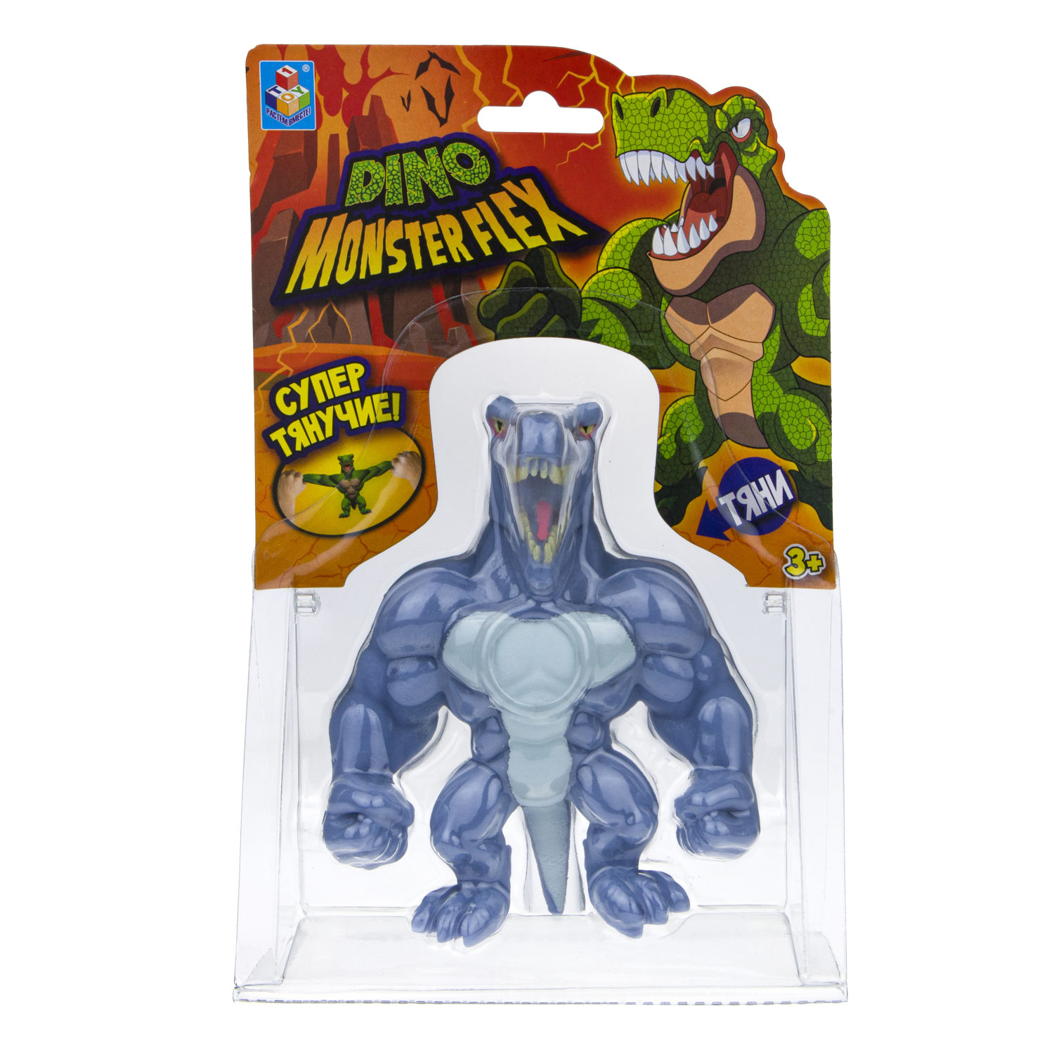 Тянущиеся фигурки 1TOY Monster Flex Dino, Раптор, монстр тянучка, 14 см