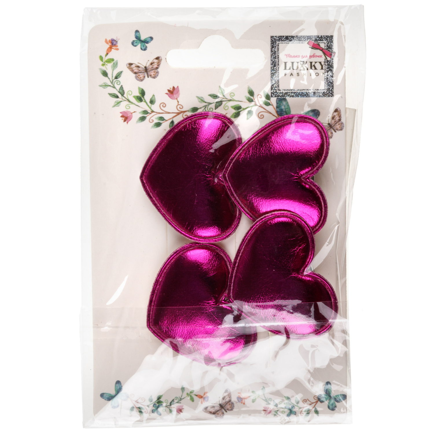 Заколки для волос Lukky Fashion Сердечки, детские, для девочки, зажимы, 4 цвета в ассортименте, набор 2 шт.