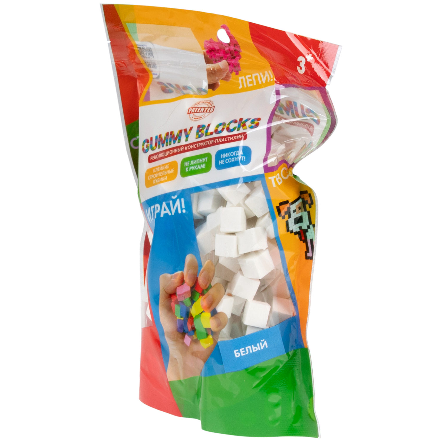 Конструктор-пластилин Gummy Blocks липучка, липкий, мягкий, белый