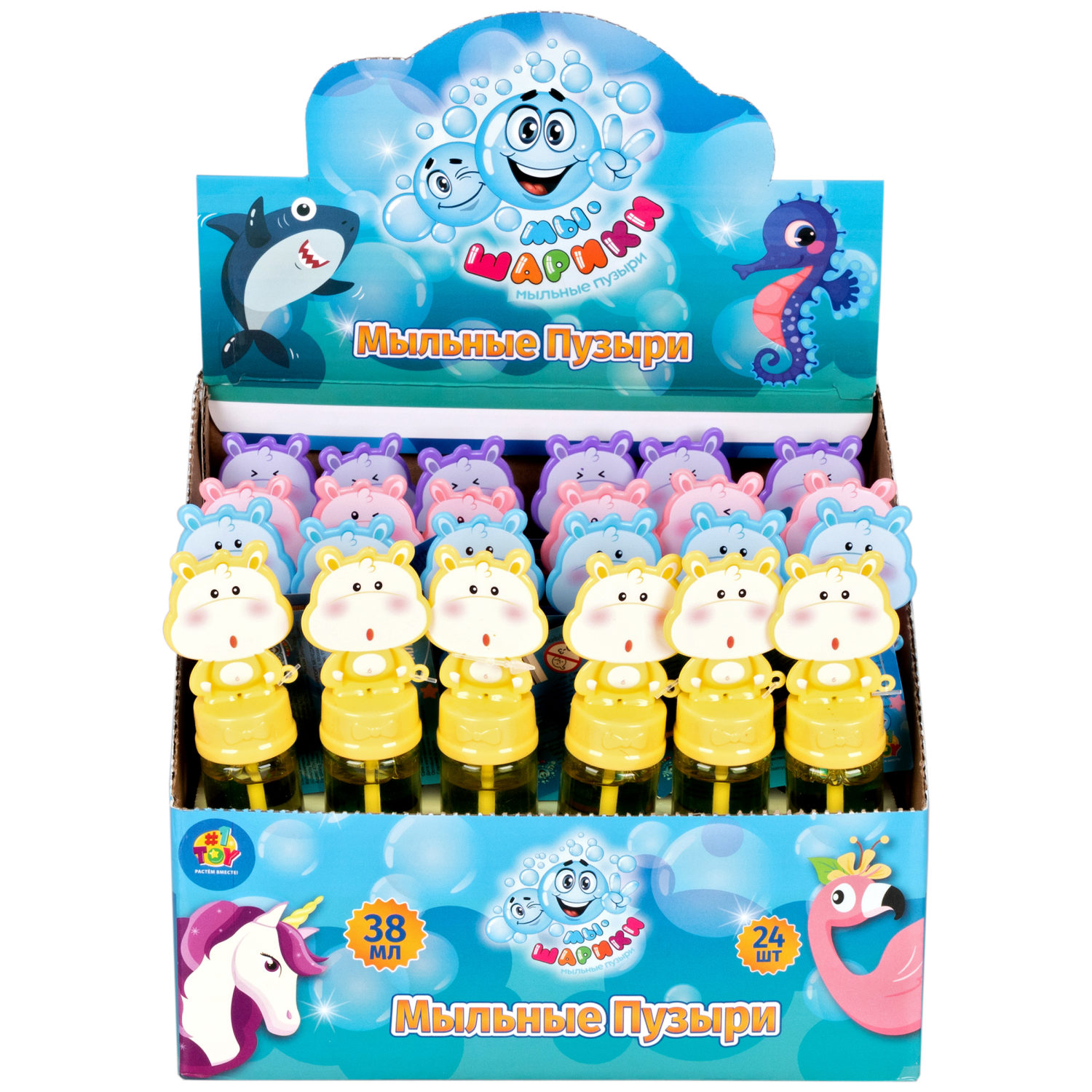Мыльные пузыри 1TOY Мы-шарики! Бегемот, 38 мл, в ассортименте